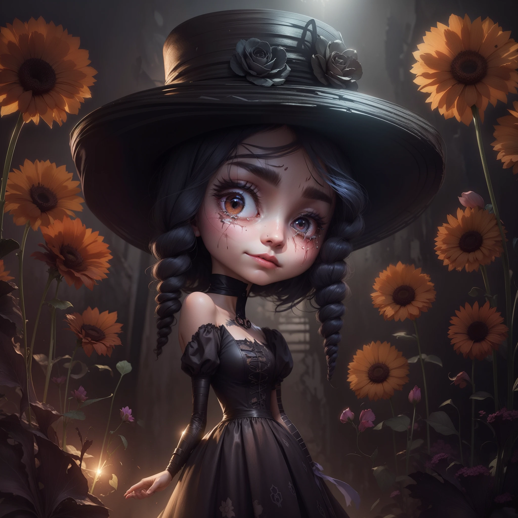 "Adds scars to her face and tears her dress."