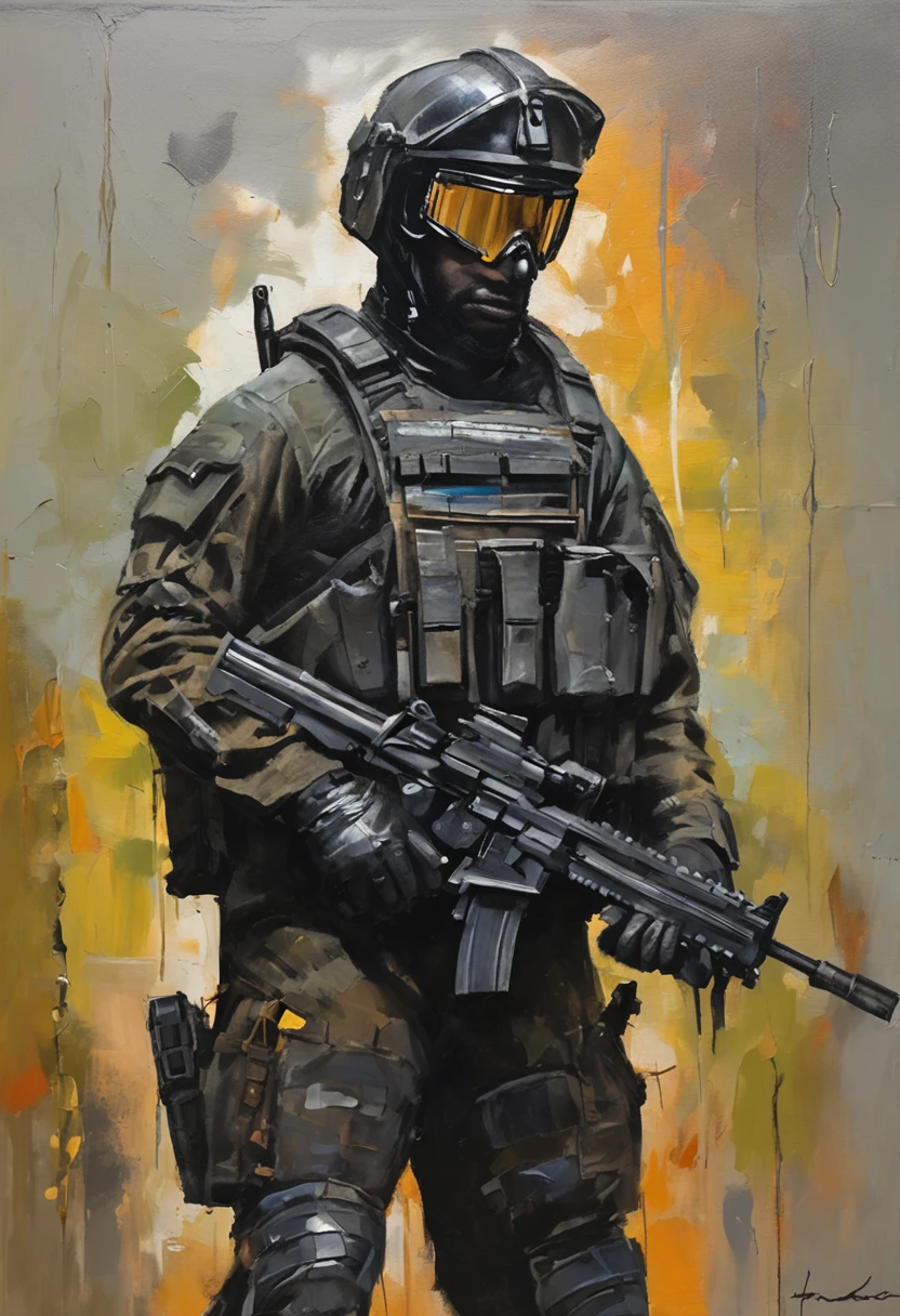 anthro cat, black SWAT outfit, detailed dark mascara, perfect skin, smiling, he is on the side of an Armored SWAT car, in a city, he is heavily armed with a rifle, rule of thirds, high quality background, ultra detailed scenery, ultra sharp focus, detailed dark mascara, perfect professional photo