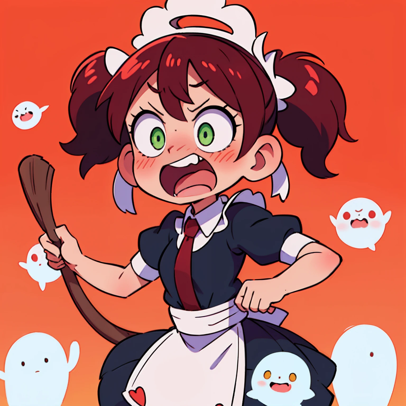((best quality, masterpiece)),    [(simple background:1.3),::5], ((die-cut sticker):1.1), (solid outline:1.2),
chibi, 1girl, maid, black maid uniform, red hair, twintails, green eyes , ((surprised, shocked, open mouth, blush):1.1), ((constricted pupils, small pupils)),