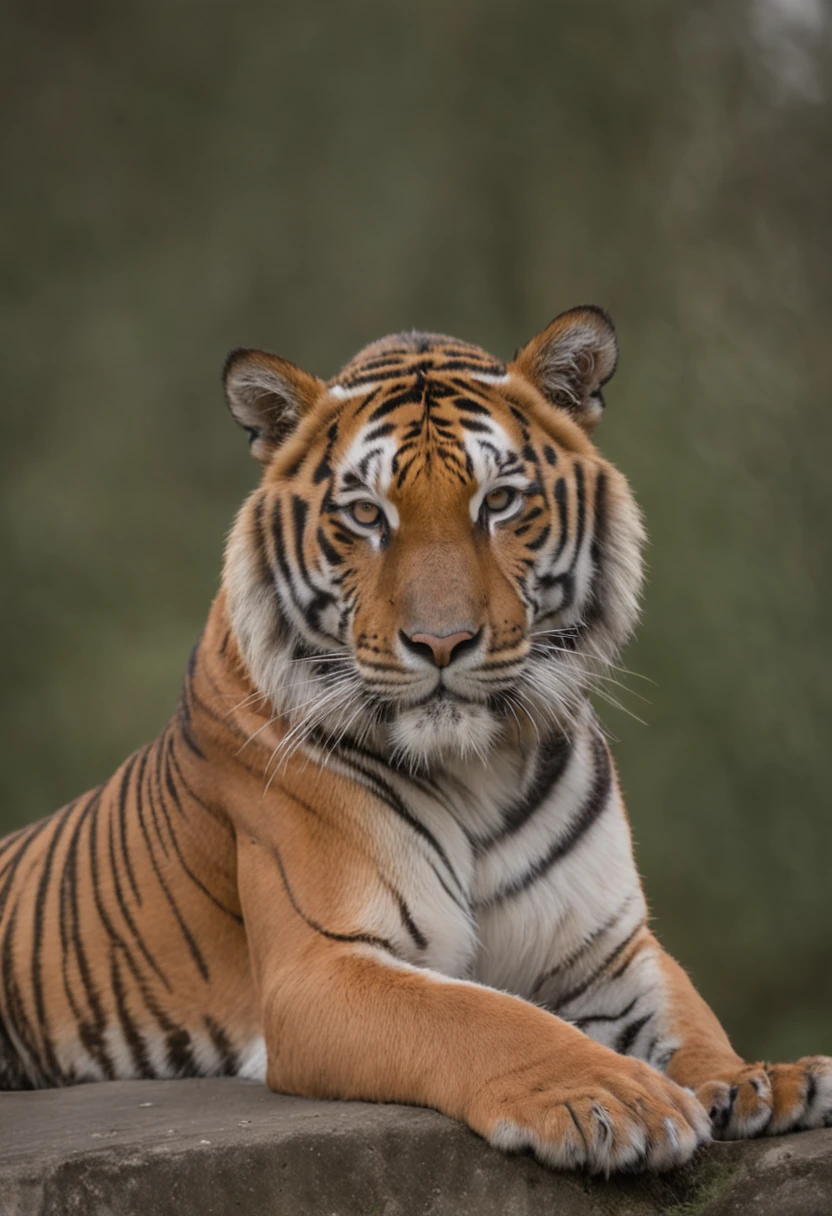 An elegant Bengal tiger, posing in a natural setting, photographed with a Leica M10-R, 50mm f/1.2 Summilux-M ASPH lens, at an aperture of f/1.2, a shutter speed of 1/2000 s, and an ISO of 400.