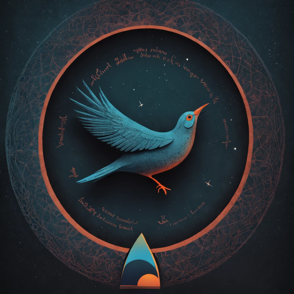A Saul Bass-style movie poster showing a bird about a journey into the inner world and spirituality in the style