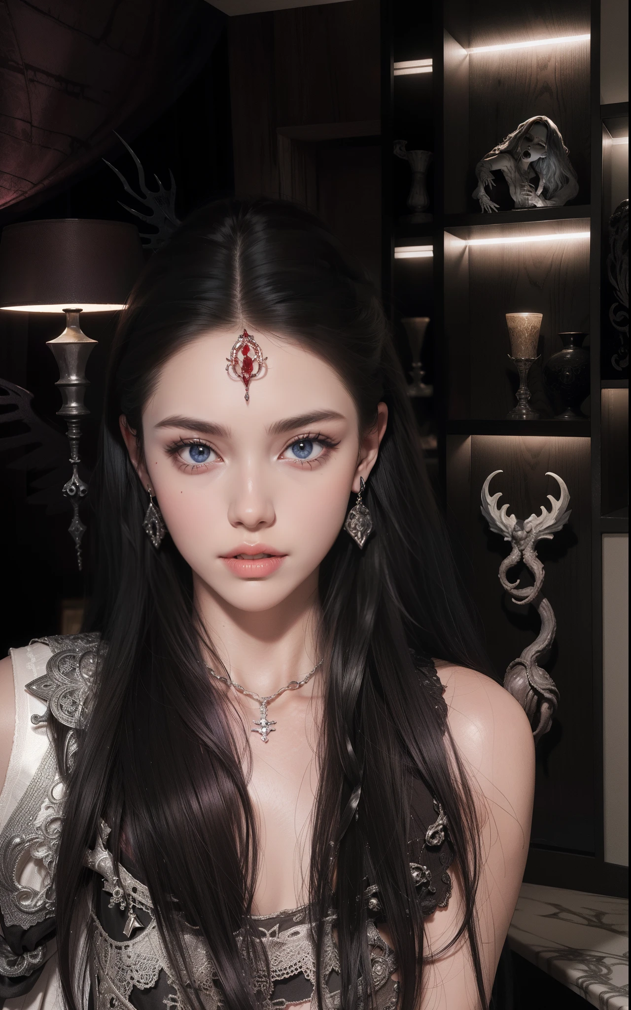 Fine matte paint,Skeleton Dark Angel, Haunted castle with large wings, Fill the drawing table with a knife,terroral,uncanny,horrid,secret terror,tentaculata,grape trees,The eye,uncanny valley effect teeth,all fours,Critters,Blood Moon,8K,Blu-ray quality,high qulity,Beautuful Women,Delicate face,