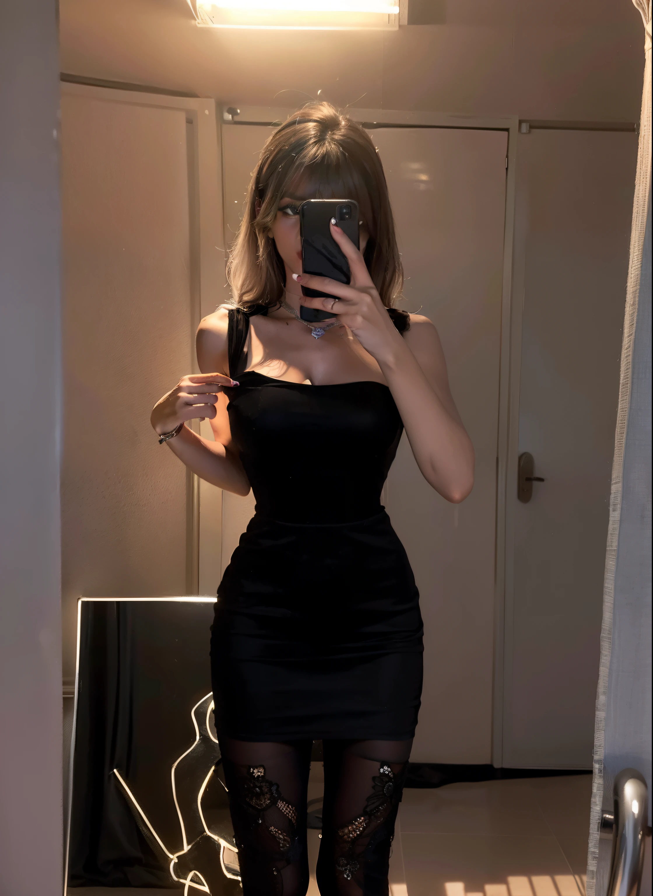 Arapei woman in black dress taking a selfie in the mirror, Sexy dress, simple dress, Black dress, she wears a black dress, photo of slim girl, Short dress, wearing a tight black dress, wearing a black dress, Tight dress, light half opened dress, Bandeau Dress, dark black dress, Dark dress, wearing tight simple clothes