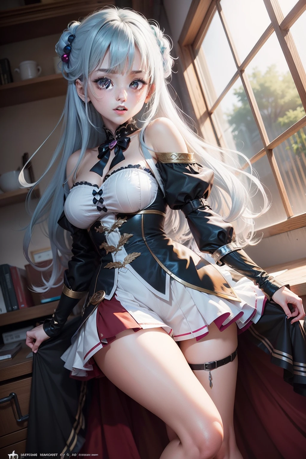 Capa de revista anime com um grupo de meninas e um homem, arte da capa da light novel, full color manga cover, Manga cover art, manga cover style, Imprensa Iene, manga cover, manga front cover, Isekai manga panel, epic light novel cover art, full color manga visual style, capa de anime, visual chave, epic light novel art cover, Isekai, cover manga