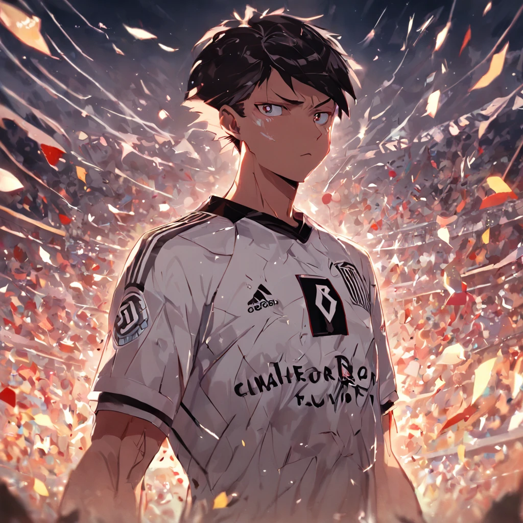 Uma galo forte, com camisa do atletico mineiro, galo exagerado com olhos grandes, Estilo gramado de campo de futebol, Rooster with steel spur，arte em papel:1.3, Um arte do papel acolchoado:1.2),( Reasonable decision., linhas claras, alta nitidez,melhor qualidade, Very detailed, Obra prima, Efeito de luz do filme, 4k )