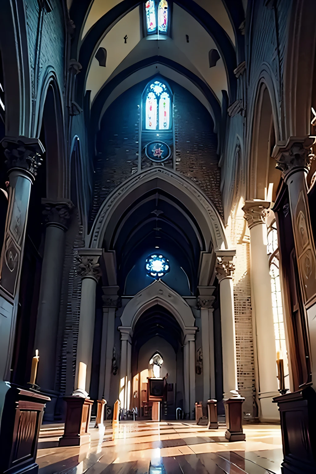 IMAGINE A SCENARIO OF AN OLD CHURCH AND ONLY A KNEELING PERSON PRAYING