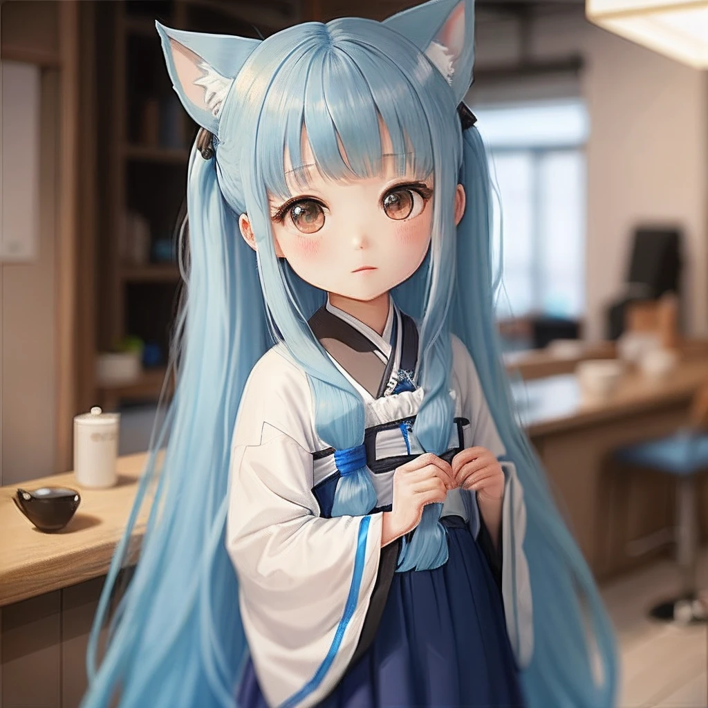 Chibichara long hair with blue hair