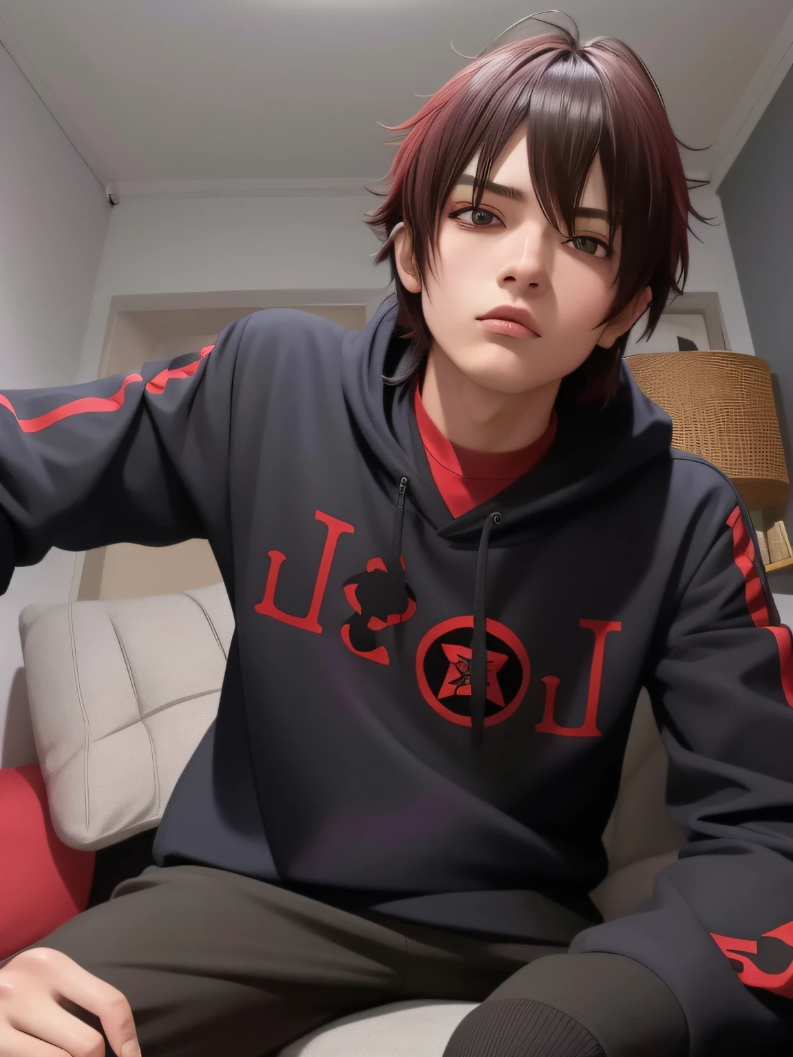 cara anime com cabelo vermelho e capuz preto sentado em uma cama, badass anime 8 k, 4 k manga wallpaper, estilo anime 4K, Papel de parede anime 4k, Melhor Anime 4K Konachan Wallpaper, anime, Okata Kazuto., jovem homem de anime, Anime Wallpaper 4k, 4k anime wallpapers, Anime Wallaper, foto de perfil 1024px
