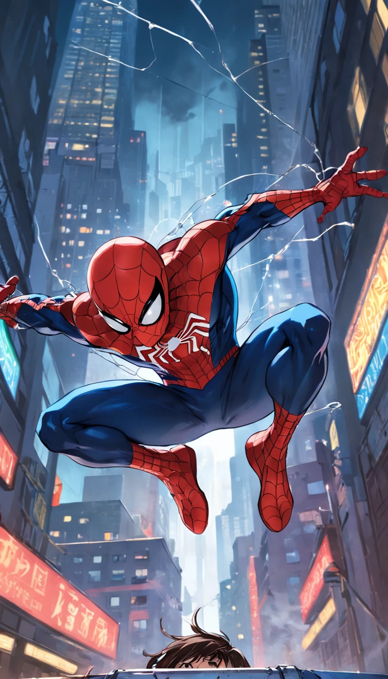 Follow up on the images from the previous prompt In a vibrant Spider-Man comic, We can visualize an exciting scene of the hero in action. He's hanging by his webs among the skyscrapers of a bustling city. His red and blue suit stands out against the night sky, while his athletic and determined posture demonstrates his confidence and abilities. Spider-Man is in the middle of stopping a group of thugs trying to escape in a speeding car. Com sua agilidade sobre-humana, he swings from one building to the next, casting webs to dodge shots and achieve incredible speed. Seus sentidos aranha afiados ajudam a antecipar os movimentos dos criminosos. Spider-Man displays a perfect balance of strength, Agility and strategic intelligence, while deftly launching himself to intercept the vehicle. The scene overflows with action, Tension and emotion, captivating readers and leaving them eager to find out how the hero will solve this challenging situation. Make the scene in comics style 60s.