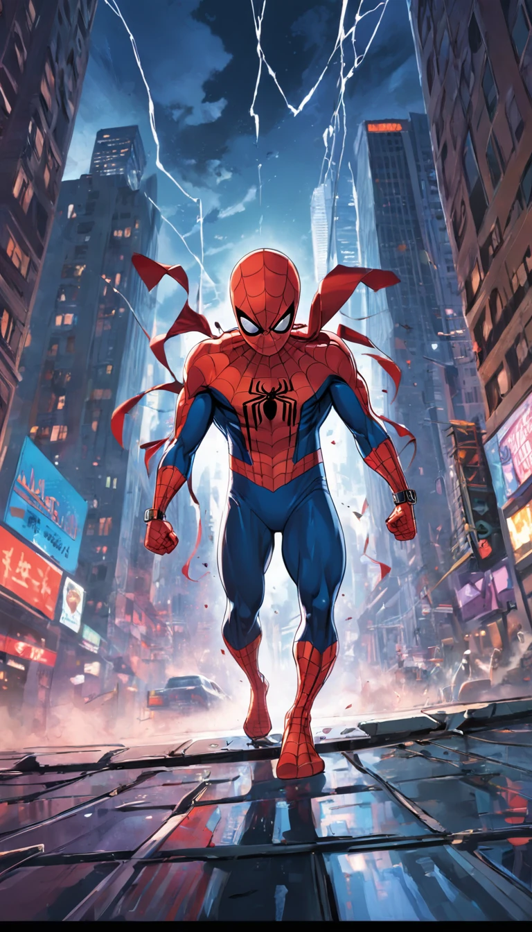 Follow up on the images from the previous prompt In a vibrant Spider-Man comic, We can visualize an exciting scene of the hero in action. He's hanging by his webs among the skyscrapers of a bustling city. His red and blue suit stands out against the night sky, while his athletic and determined posture demonstrates his confidence and abilities. Spider-Man is in the middle of stopping a group of thugs trying to escape in a speeding car. Com sua agilidade sobre-humana, he swings from one building to the next, casting webs to dodge shots and achieve incredible speed. Seus sentidos aranha afiados ajudam a antecipar os movimentos dos criminosos. Spider-Man displays a perfect balance of strength, Agility and strategic intelligence, while deftly launching himself to intercept the vehicle. The scene overflows with action, Tension and emotion, captivating readers and leaving them eager to find out how the hero will solve this challenging situation. Make the scene in comics style 60s.