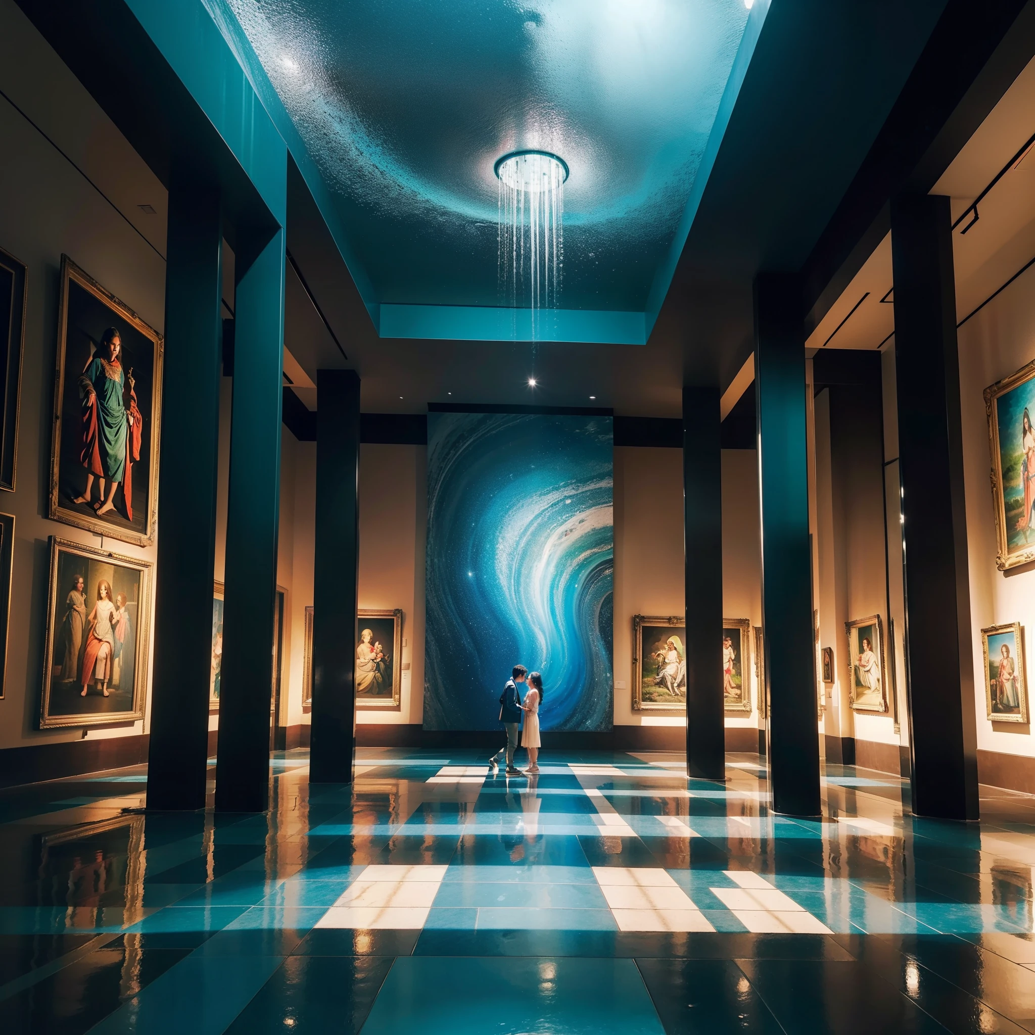 Imagine um museu colorido, com paredes que brilham em tons de vermelho, azul e verde. The floors are made of glass tiles that change color as you pass. The artworks are vibrant and full of life, and the lights are low so you can really appreciate them.

The museum is divided into different galleries, each with a different theme. There is a gallery for modern art, a gallery for classical art and a gallery for contemporary art. There is also a gallery for street art, uma galeria para arte infantil e uma galeria para arte de animais.

The museum is a place to explore and learn. There's always something new to see, And there's always something to inspire. It's a place to have fun and be amazed.

Here are some additional details you can add to your description:

* The museum is located in an old building that has been restored to its new function. As paredes de tijolo vermelho original foram mantidas, e elas contrastam lindamente com as paredes coloridas.
* The ceiling of the museum is made of glass, o que permite que a luz natural entre. Isso cria um ambiente brilhante e alegre.
* O museu tem uma fonte no centro da entrada. The water of the fountain is colored, and it shines at night.
* The museum has a café and a restaurant. Guests can enjoy a meal or a snack while enjoying the artwork.

I hope this description helps you create a vivid picture of the colorful museum in your mind.