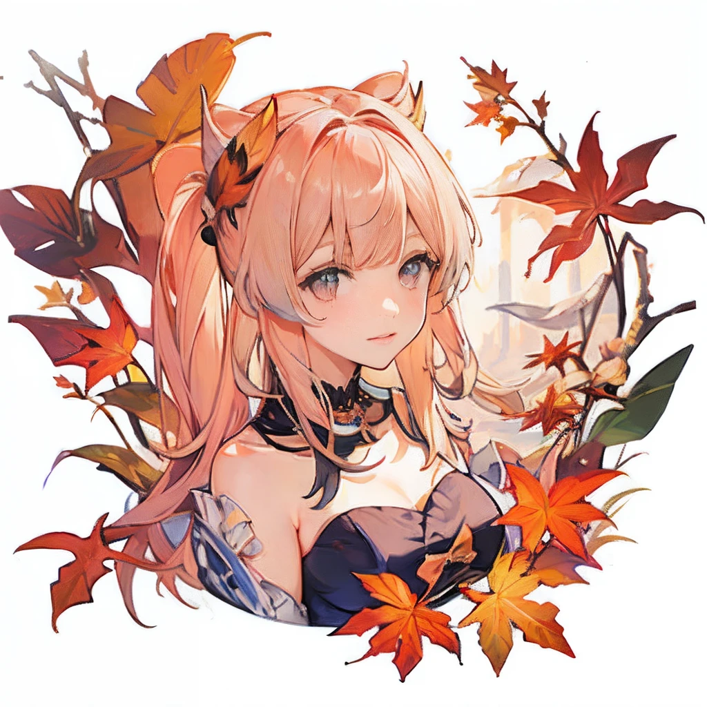 autumn leaves pattern white background