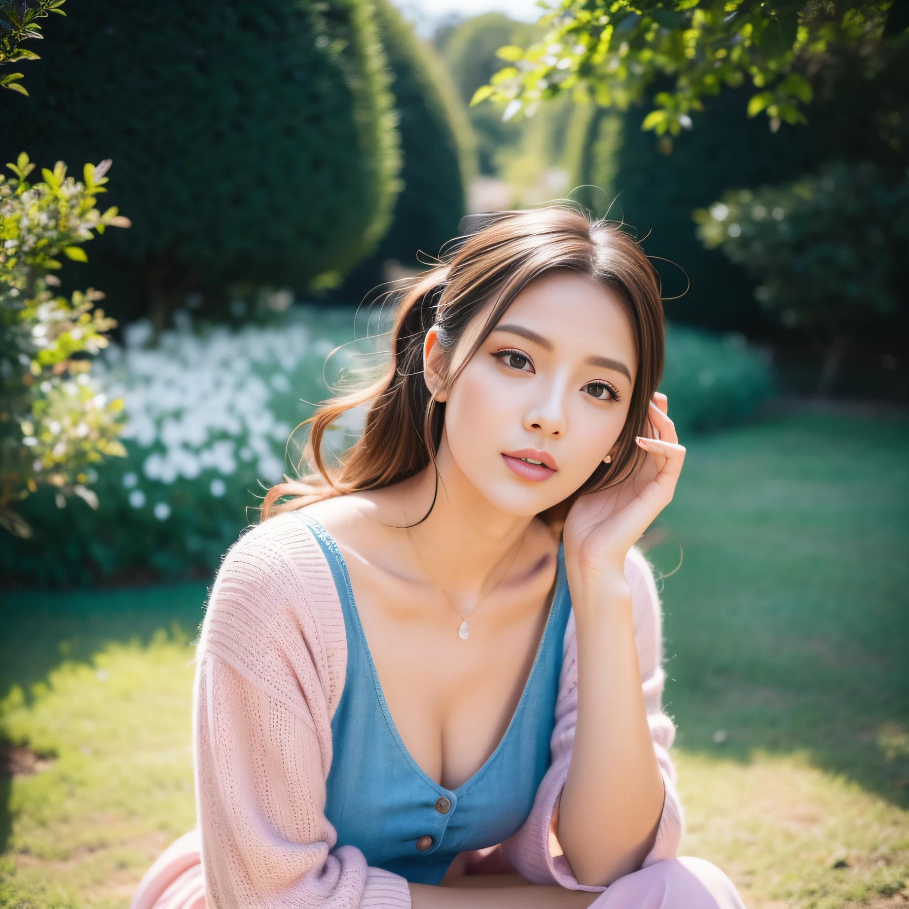 Beautiful women dressed in pink and blue, Instagram Influencer, sexy en CANON R5, Base de acoplamiento de 85 mm, photo session, Profundidad de campo, Intrincadamente detallado, Hipermaximal, elegante, hyper-realistic, Super detailed , dynamic pose, centrado, Cinematographer, Luz natural, Dynamic focus, very detailed and sharp