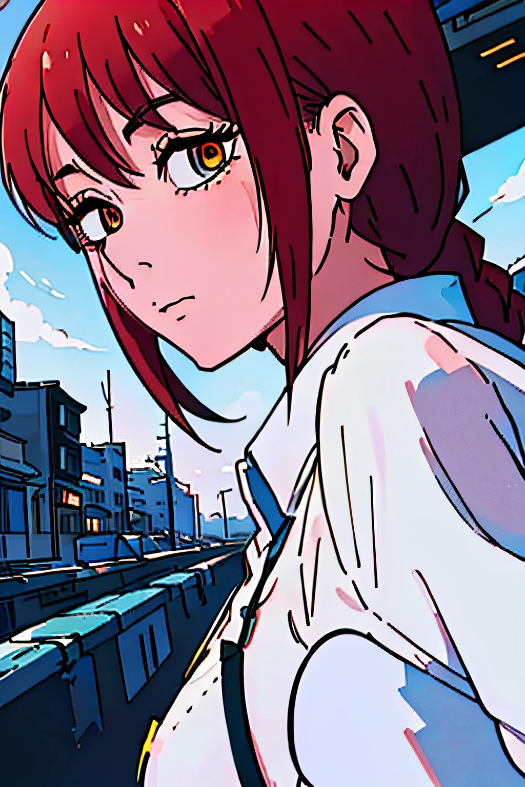 (best-quality:0.8), (best-quality:0.8), perfect anime illustration, extreme closeup portrait of a pretty woman walking through the city