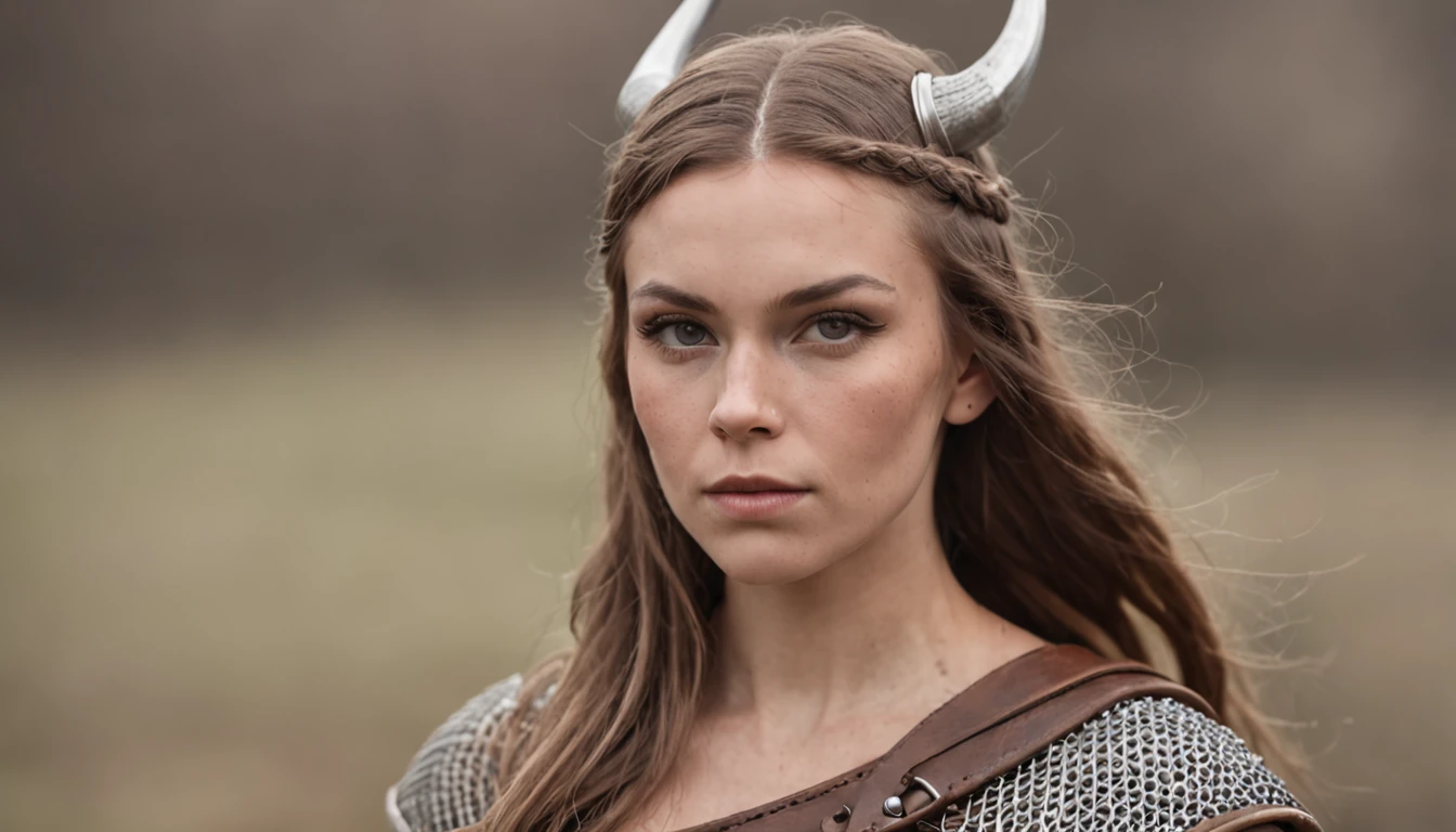 warrior woman viking super strong, muscular, leather clothing, viking tattoos, a background village, 35mm lens, photography, ultra details, HDR, UHD,64K