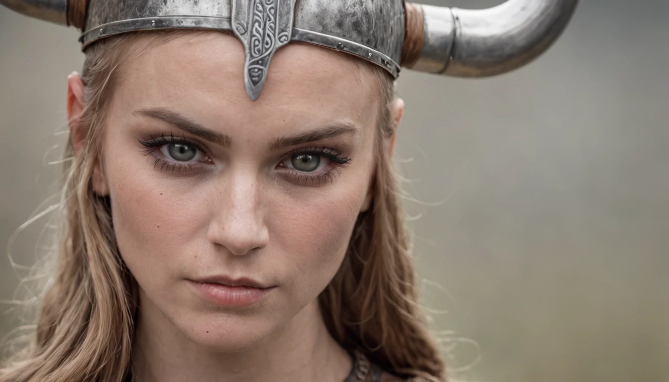 warrior woman viking super strong, muscular, leather clothing, viking tattoos, a background village, 35mm lens, photography, ultra details, HDR, UHD,64K