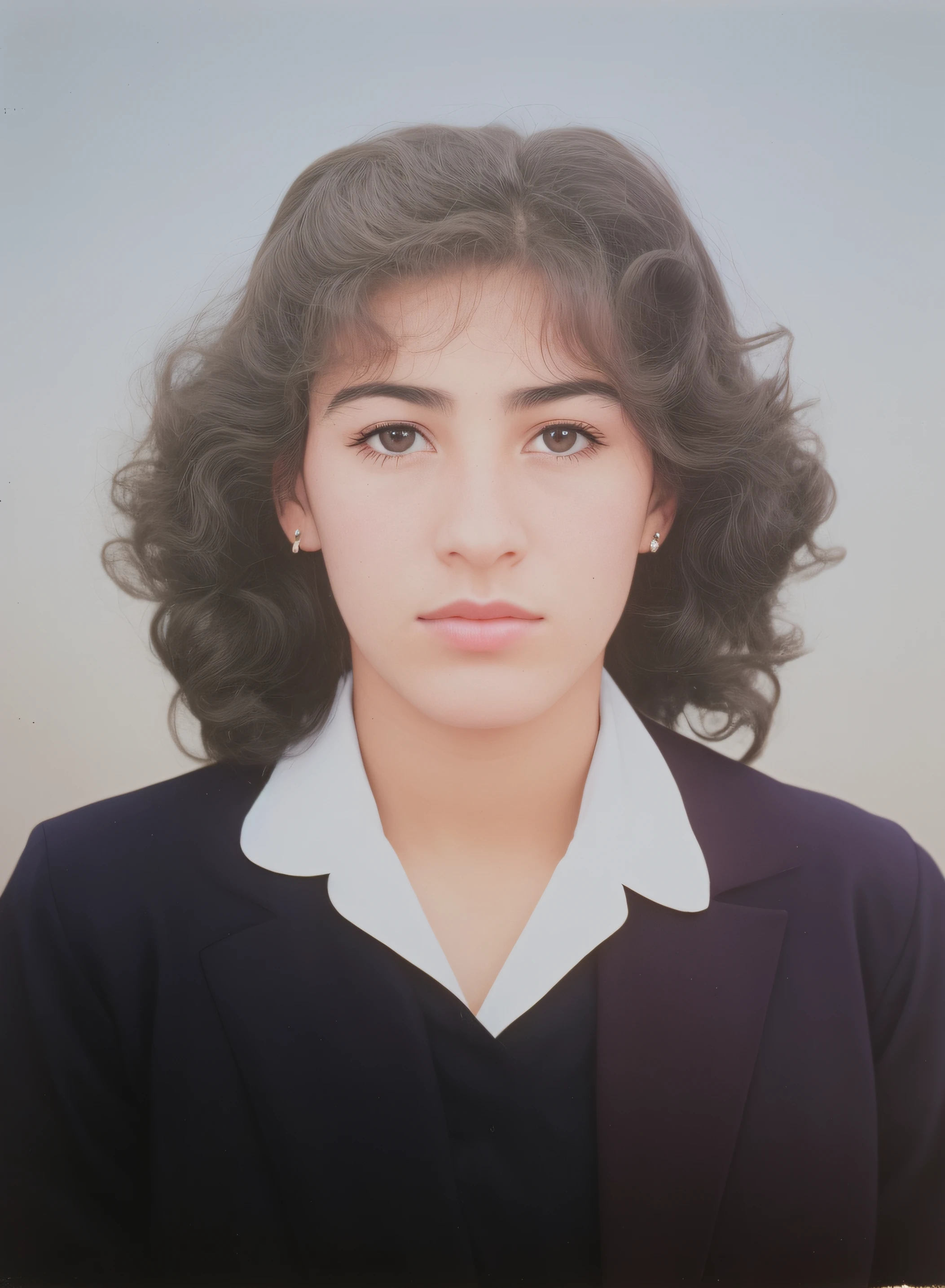 Hay una mujer con un labio rosa y una camisa negra, around 1 9 years old, taken in the late 1980s, Una foto coloreada, en 1 9 8 5, Foto coloreada, Retrato en color, about 3 5 years old, Foto de una mujer, colour portrait photograph, Foto 1 9 9 0 s, Graduation photo, Foto de glamour, foto coloreada