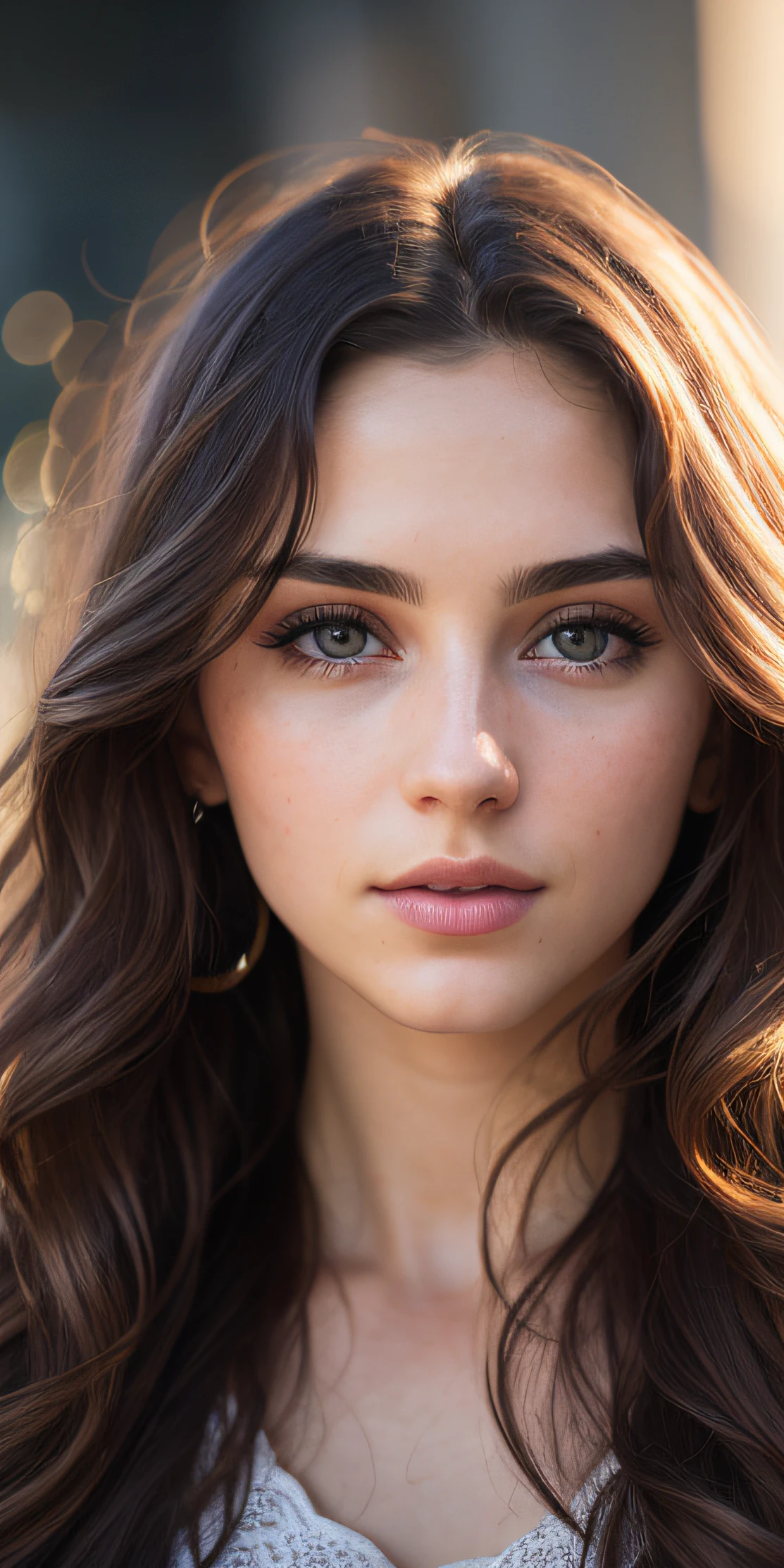 photo of a 25 years old european girl, RAW, beautiful woman, (extra long wavy brown hair), ((portrait)), ((detailed face:1.2)), ((detailed facial features)), (finely detailed skin), pale skin, passport picture, (cold colors), damp, moist, reflections, (masterpiece) (perfect proportion)(realistic photo)(best quality) (detailed) photographed on a Canon EOS R5, 50mm lens, F/2.8, HDR, (8k) (wallpaper) (cinematic lighting) (dramatic lighting) (sharp focus) (intricate)