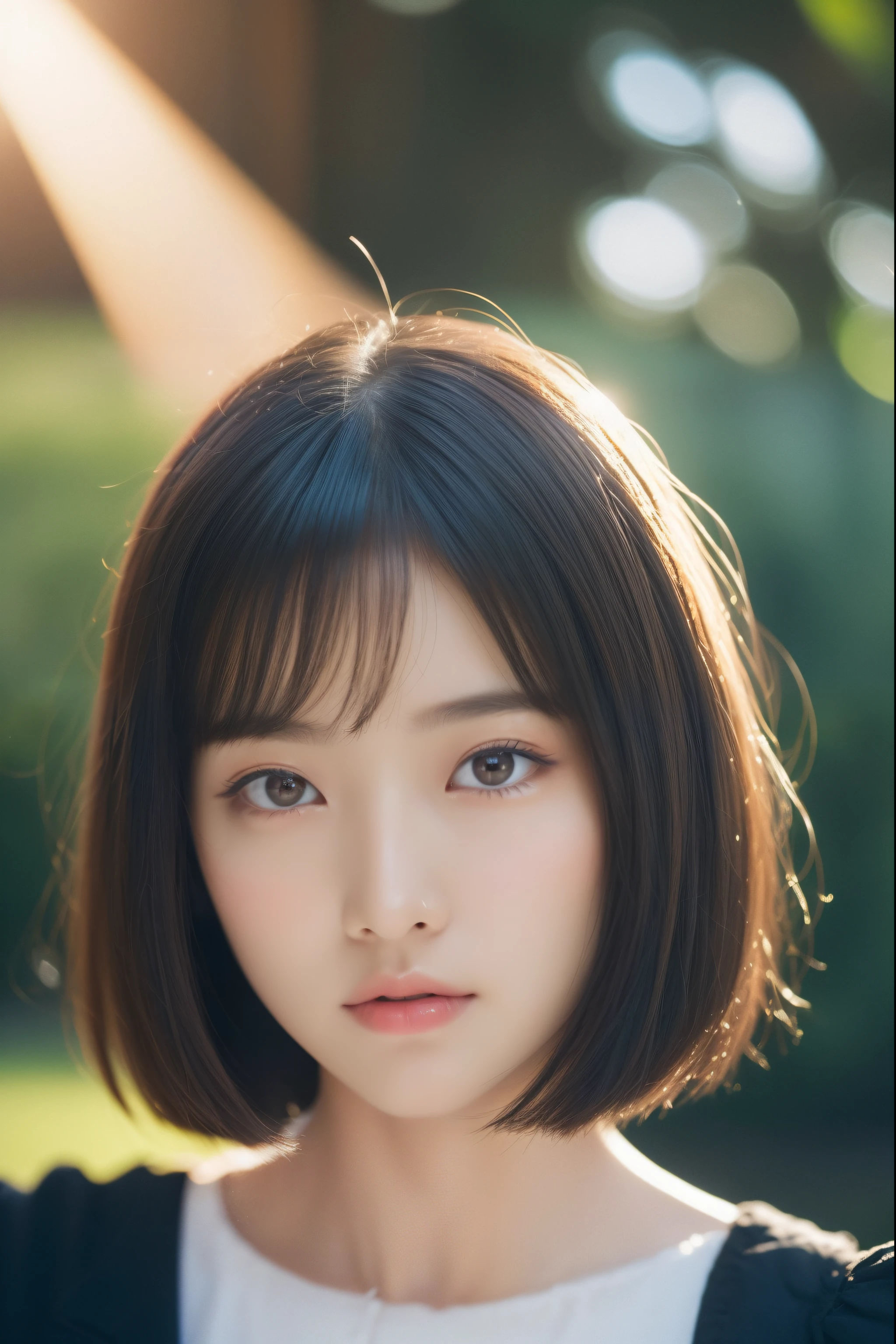 Japan girl in white summer dress、独奏、With very realistic skin、extremely Photorealistic photos、Against the background of the garden、Date scenery、Photo collection girls、realisitic(credibly_absurderes,Huge_filesize:1.37),(masterpiece:1.37),(top-quality:1.37),(realisitic,Photorealsitic:1.2),Ray traching,Realistic lighting,(illuminations,Glow),((film grains:1.37)),(Exquisite details and textures:1.2),(8K分辨率:1.2),(ultra -detail:1.2),(Sharp Focus 1.2),(Raw photography:1.0),(ulzzang -6500-v1.1:1.2),(Beautiful Detail Face、Beautiful Detail Eye、 radiant eyes、long eyeslashes、blush of the nose:1.2)、A dark-haired、short-cut、((((perfect anatomia))))、Viewer 1 Girl、独奏、Young Face、Elegant face、neat atmosphere、a beauty girl、(Neat hairstyles)、(A slender:1.37)、(Beauty slim legs:1.15)、(cute face)、(Detailed natural skin、detailed skin textures、Detailed black hair)、Facial light、(ciinematic light)、lensflare、Shade、Front lighting