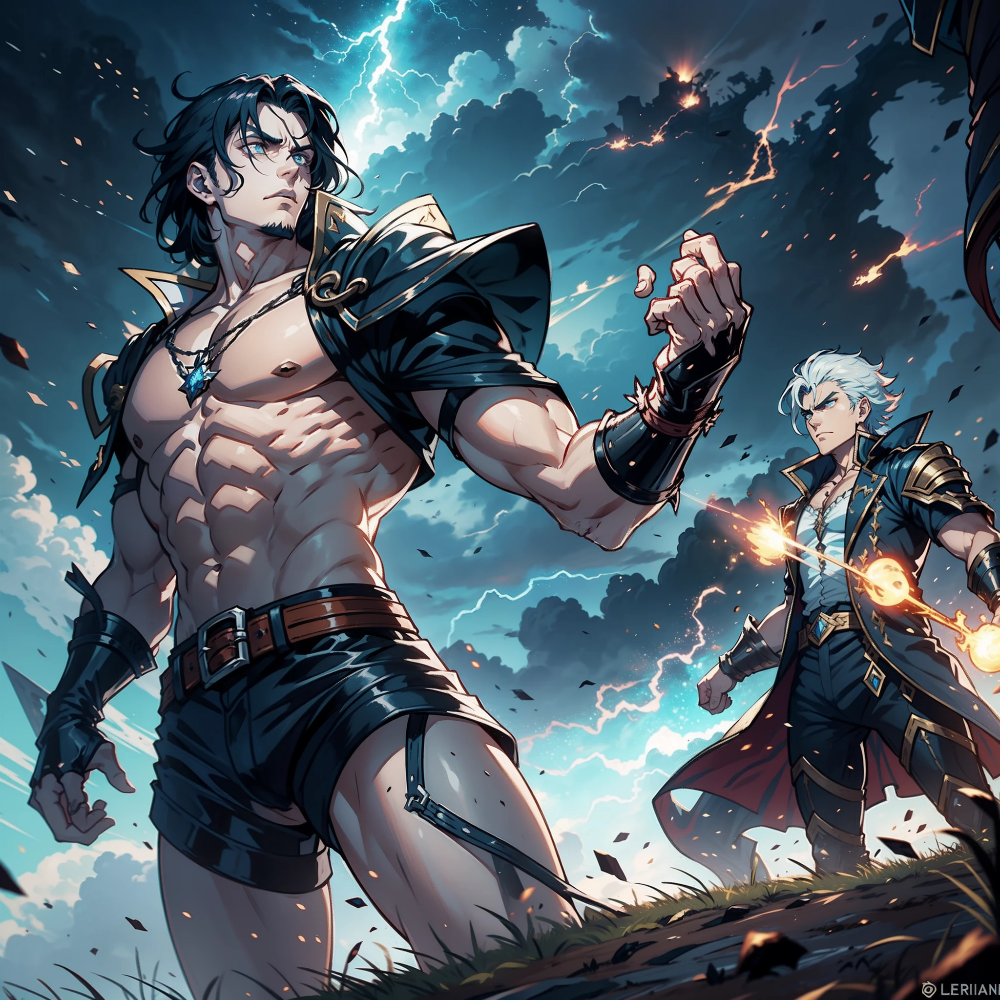 In the epic battle scene of Castlevania: Lords of the Shadows, imagine the formidable confrontation between Gabriel Belmont and the fearsome Titan atop the ancient mountaintop. Lightning crackles in the stormy sky as they engage in a legendary confrontation, Leurs pouvoirs entrent en collision avec une force qui fait trembler la terre. The Titan's colossal fists collide with Gabriel's enchanted whip, tandis que le paysage tremble sous leur lutte titanesque.