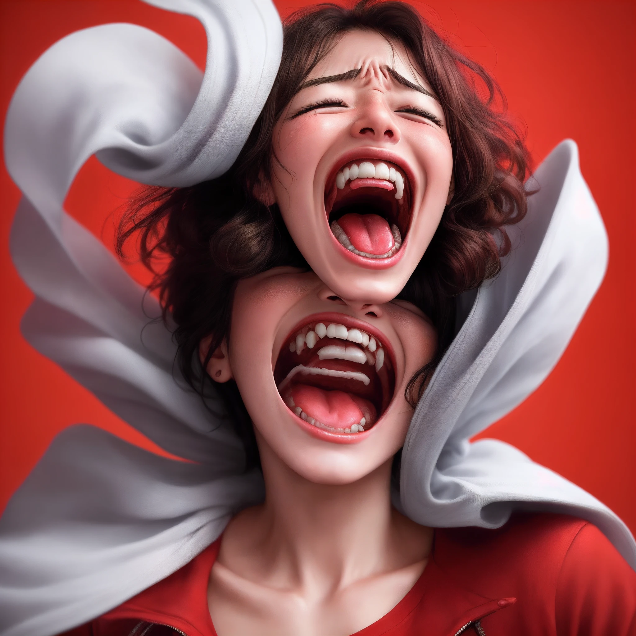 A person screaming in Red background