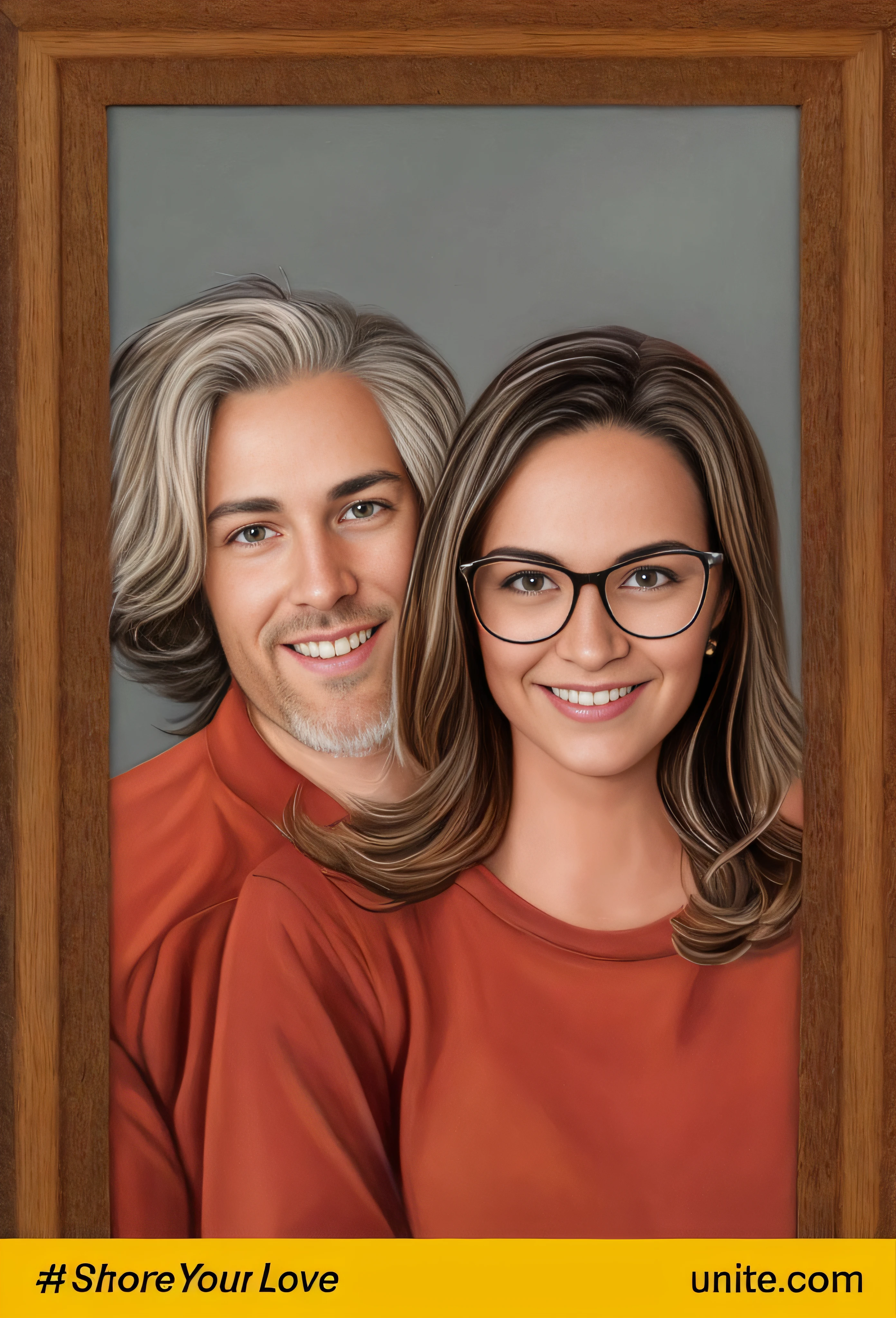 Painting of a man and a woman with glasses and a picture frame, retrato de casal, retrato de casais, Retrato de duas pessoas, retrato de alta qualidade, retrato detalhado, Retrato moderno, Retrato NFT, classical portrait, Retrato de artistas, Retrato pintado, Foto retrato realista, Retrato colorido detalhado, arte do retrato, Realistic portrait, retrato dos desenhos animados, pintura de retrato, realistic studio portrait, Retrato colorido