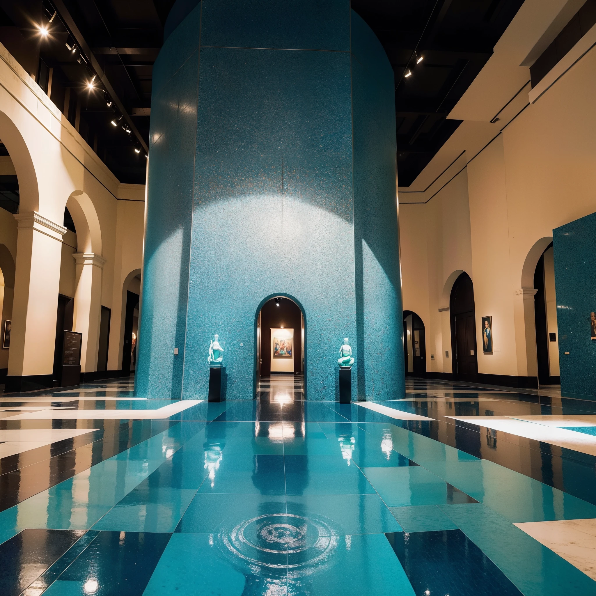 Imagine um museu colorido, com paredes que brilham em tons de vermelho, azul e verde. The floors are made of glass tiles that change color as you pass. The works are vibrant and full of life, and the lights are low so you can really appreciate them.
The museum is divided into different galleries, cada um com um tema diferente. There is a modern art gallery, a classical art gallery and a contemporary art gallery. There is also a street art gallery, uma galeria para arte infantil e uma galeria para arte de animais.
The museum is a place to explore and learn. There's always something new to see, And there's always something to inspire. It's a place to have fun and be amazed.
Here are some additional details you can add to your description:::::
* The museum is located in an old building that has been restored to its new function. As paredes de tijolo vermelho original foram mantidas, e elas contrastam lindamente com as paredes coloridas.
* The ceiling of the museum is made of glass, o que permite que a luz natural entre. Isso cria um ambiente brilhante e alegre.
* O museu tem uma fonte no centro da entrada. The water of the fountain is colored, and shines at night.
* The museum has a café and a restaurant. Guests can enjoy a meal or a snack while enjoying the artwork.
I hope this description helps you create a vivid picture of the colorful museum in your mind.