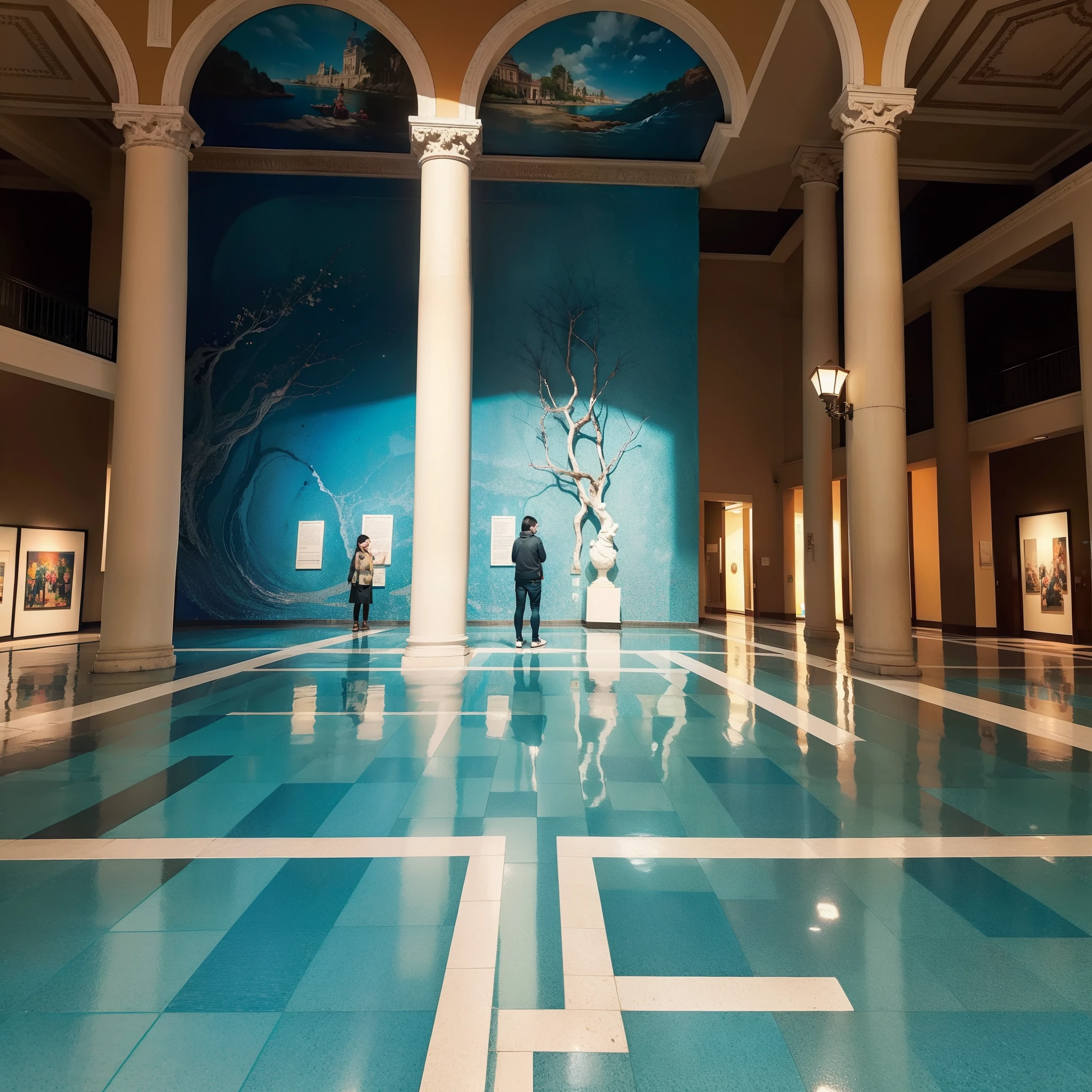 Imagine um museu colorido, com paredes que brilham em tons de vermelho, azul e verde. The floors are made of glass tiles that change color as you pass. The works are vibrant and full of life, and the lights are low so you can really appreciate them.
The museum is divided into different galleries, cada um com um tema diferente. There is a modern art gallery, a classical art gallery and a contemporary art gallery. There is also a street art gallery, uma galeria para arte infantil e uma galeria para arte de animais.
The museum is a place to explore and learn. There's always something new to see, And there's always something to inspire. It's a place to have fun and be amazed.
Here are some additional details you can add to your description:::::
* The museum is located in an old building that has been restored to its new function. As paredes de tijolo vermelho original foram mantidas, e elas contrastam lindamente com as paredes coloridas.
* The ceiling of the museum is made of glass, o que permite que a luz natural entre. Isso cria um ambiente brilhante e alegre.
* O museu tem uma fonte no centro da entrada. The water of the fountain is colored, and shines at night.
* The museum has a café and a restaurant. Guests can enjoy a meal or a snack while enjoying the artwork.
I hope this description helps you create a vivid picture of the colorful museum in your mind.
