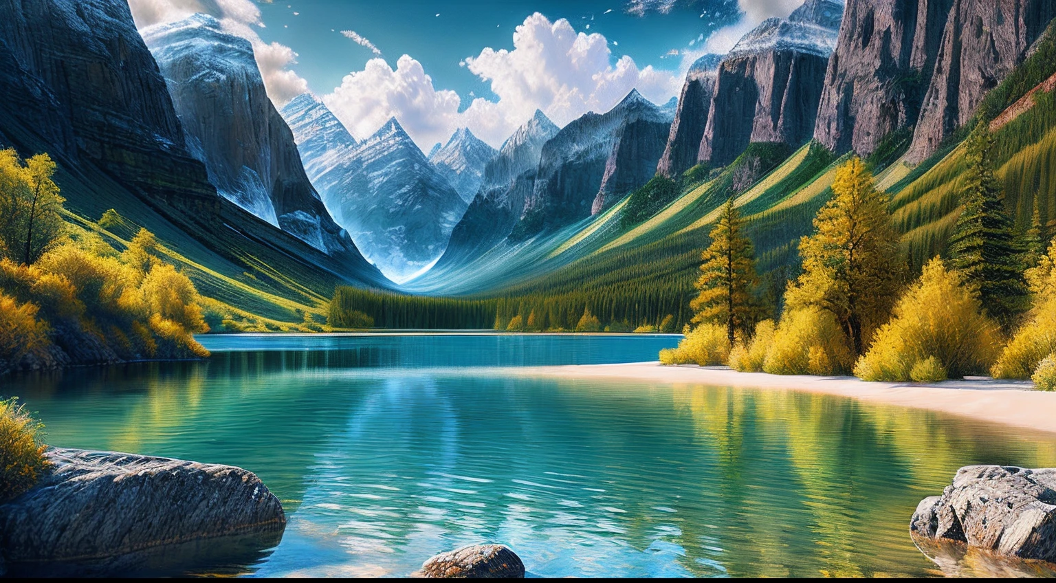 landscape, water (extremely detailed CG unity 8k wallpaper), the most beautiful artwork in the world, professional majestic oil painting, intricate, high detail, sharp focus, dramatic, photorealistic painting