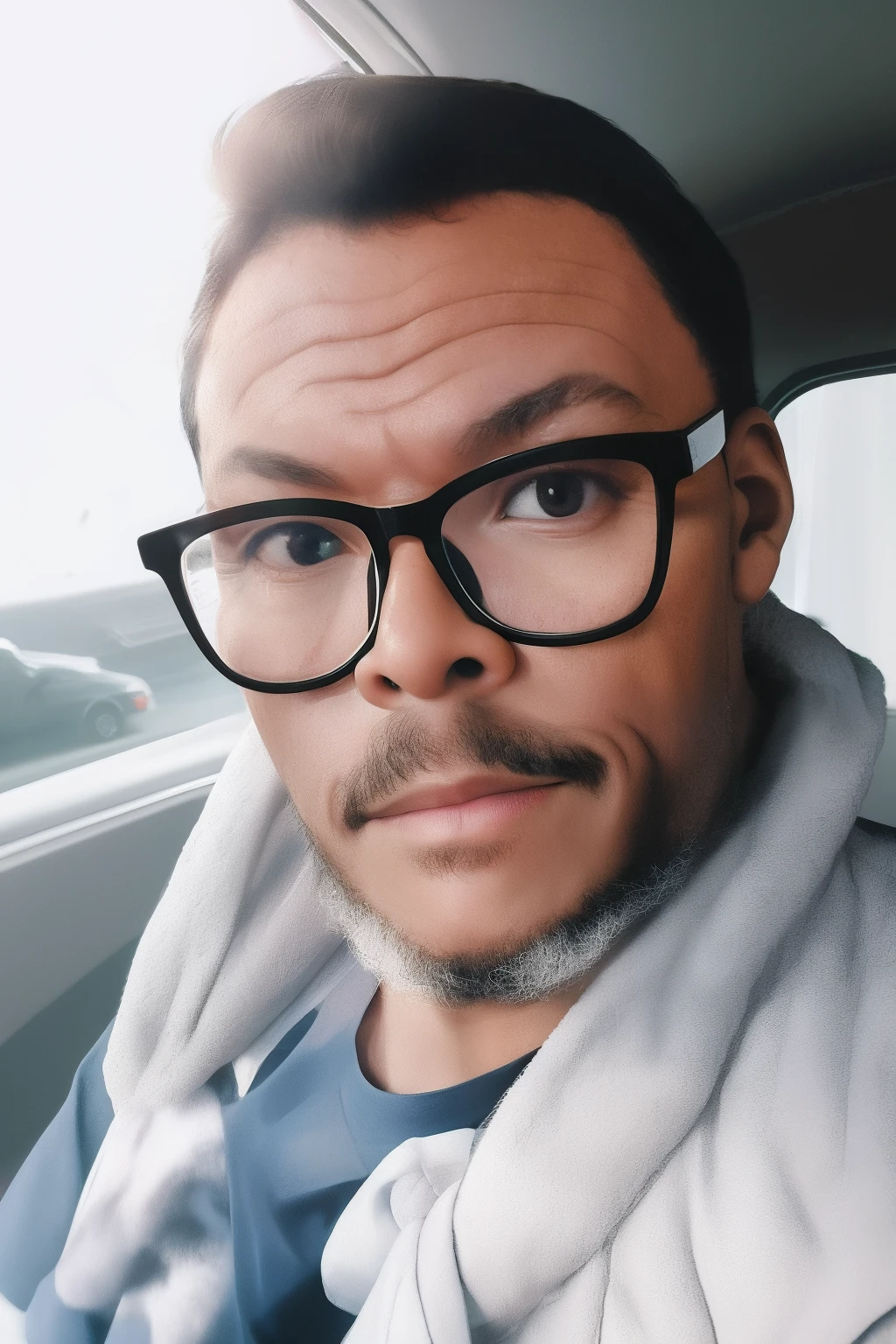 Portrait of a man with glasses, fundo preto, (pele altamente detalhada:1.2), 8k UHD, DSLR, soft lighting, alta qualidade, filmic grain, Fujifilm XT3