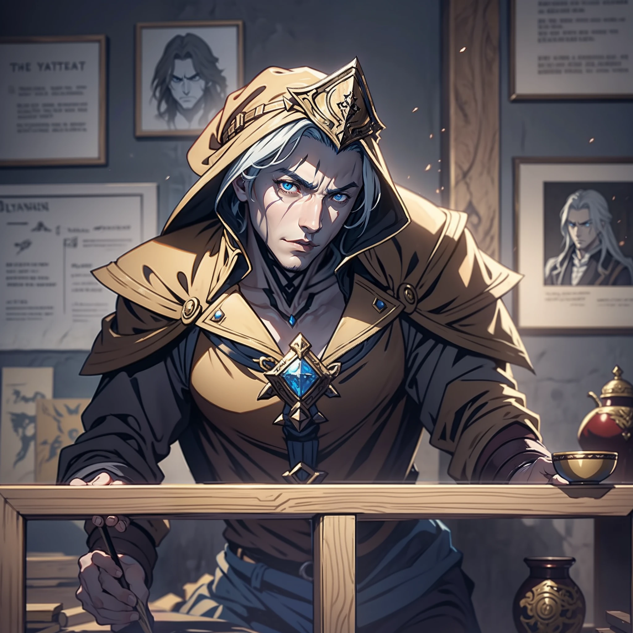 Castlevania Lord of the shadows hyper realistic super detailed cinematic scenes of 7 men discussing ancient Scrolls