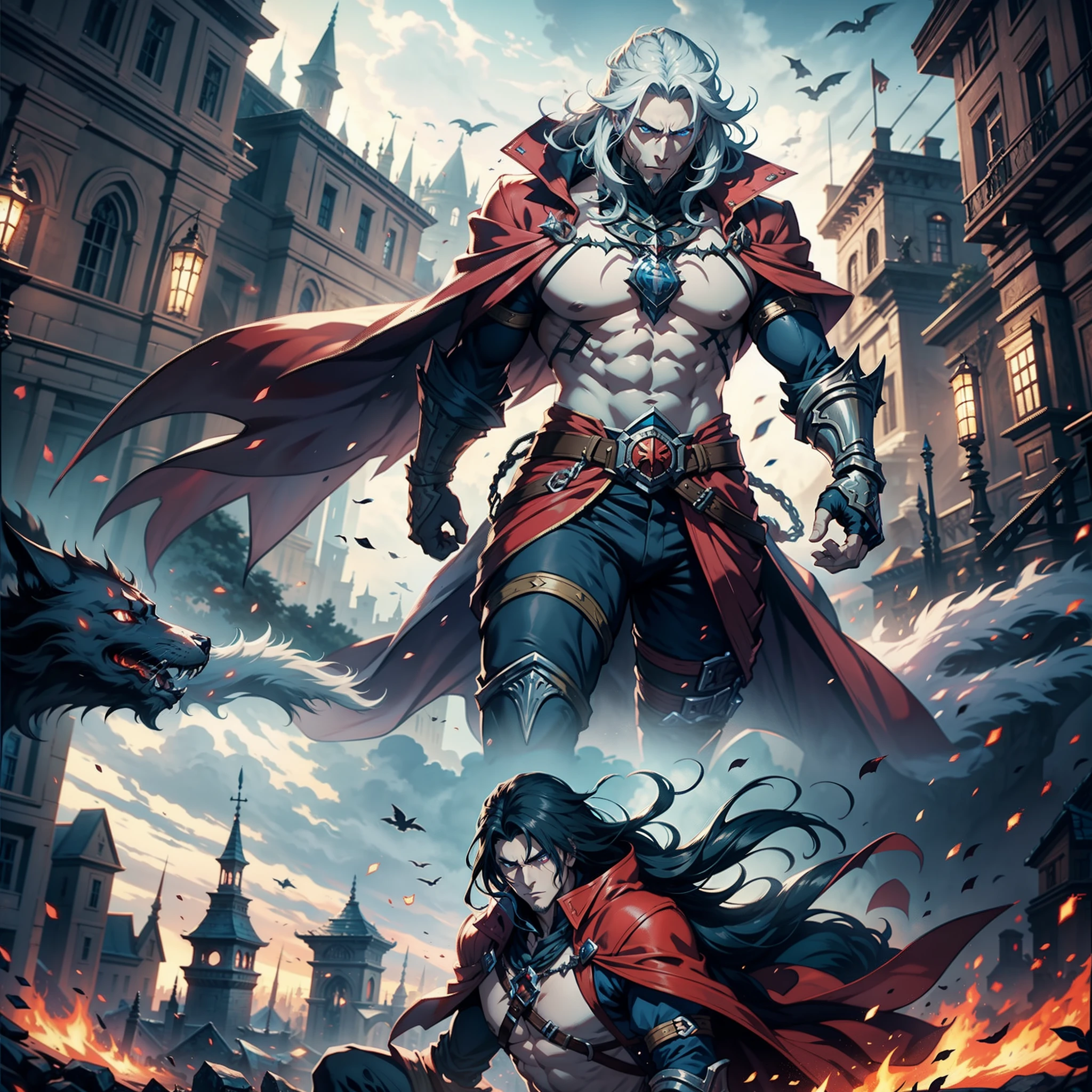 Castlevania Lord of the shadows hyper realistic super detailed Dynamic cinématic scenes of men in battle