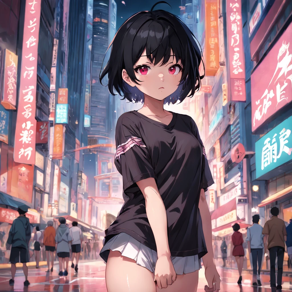 40' No bra, lower body, Japanese, very short, pubic hair, transparent, beautiful breasts, embarrassing, Shyness, worries,magenta polo shirt,black hair no panties nipples