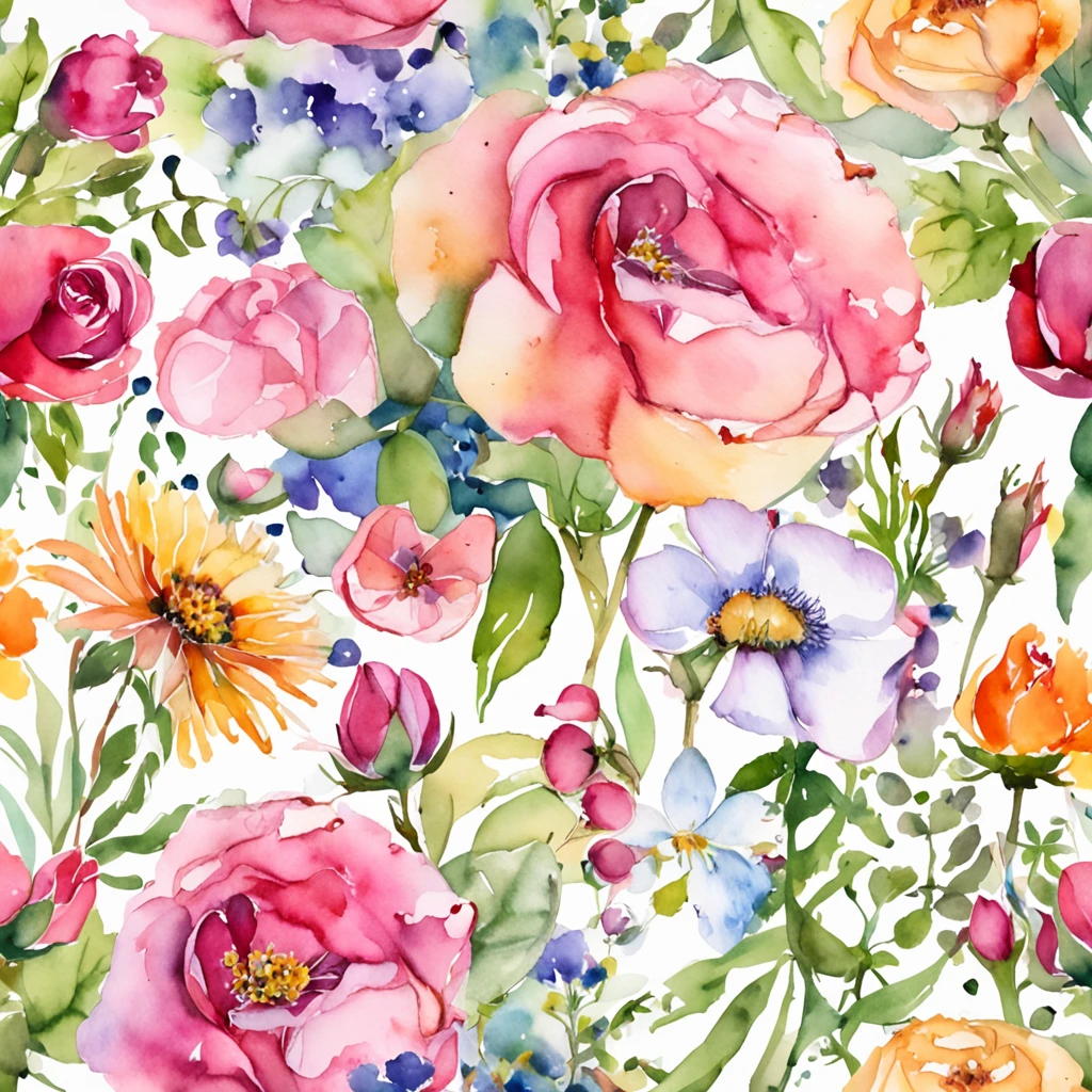 Grinaldas, molduras florais, delicadas flores de aquarela em tons de rosa e rosas vibrantes, Captivating illustration.