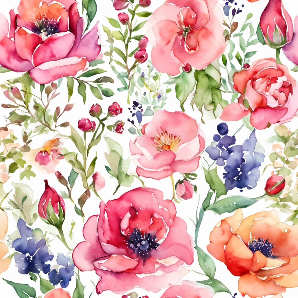 Grinaldas, molduras florais, delicadas flores de aquarela em tons de rosa e rosas vibrantes, Captivating illustration.