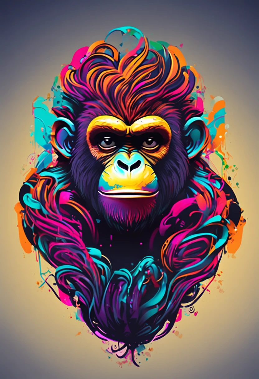 Crie um logotipo de macaco gordo para um canal digital com vibrante, High-resolution colors