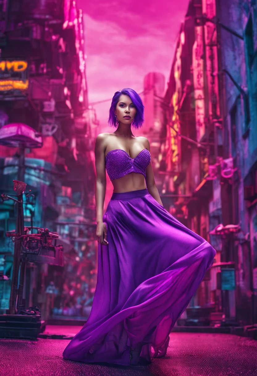 1girl, purple hair color, big breasts, perfect body