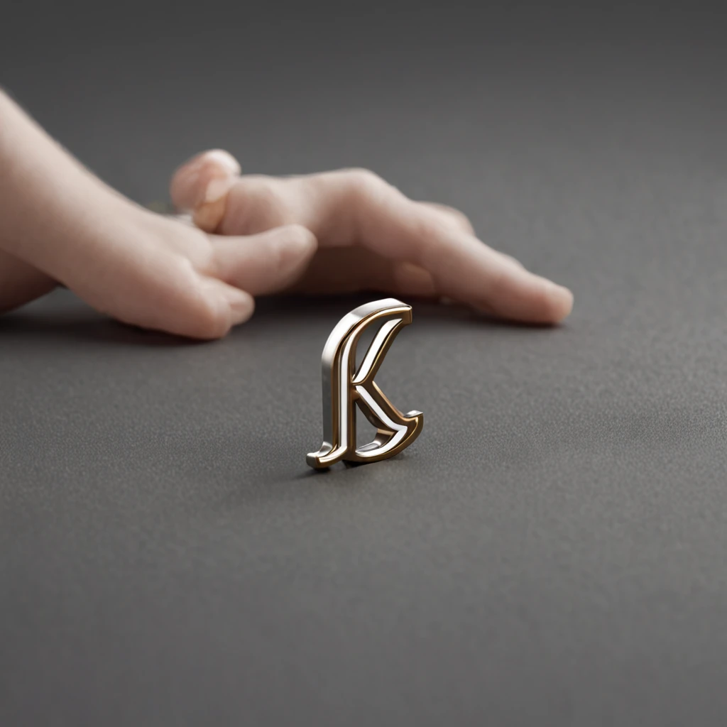 Logo , with a Letter K , in mid , 3d , Photo , realistic , render