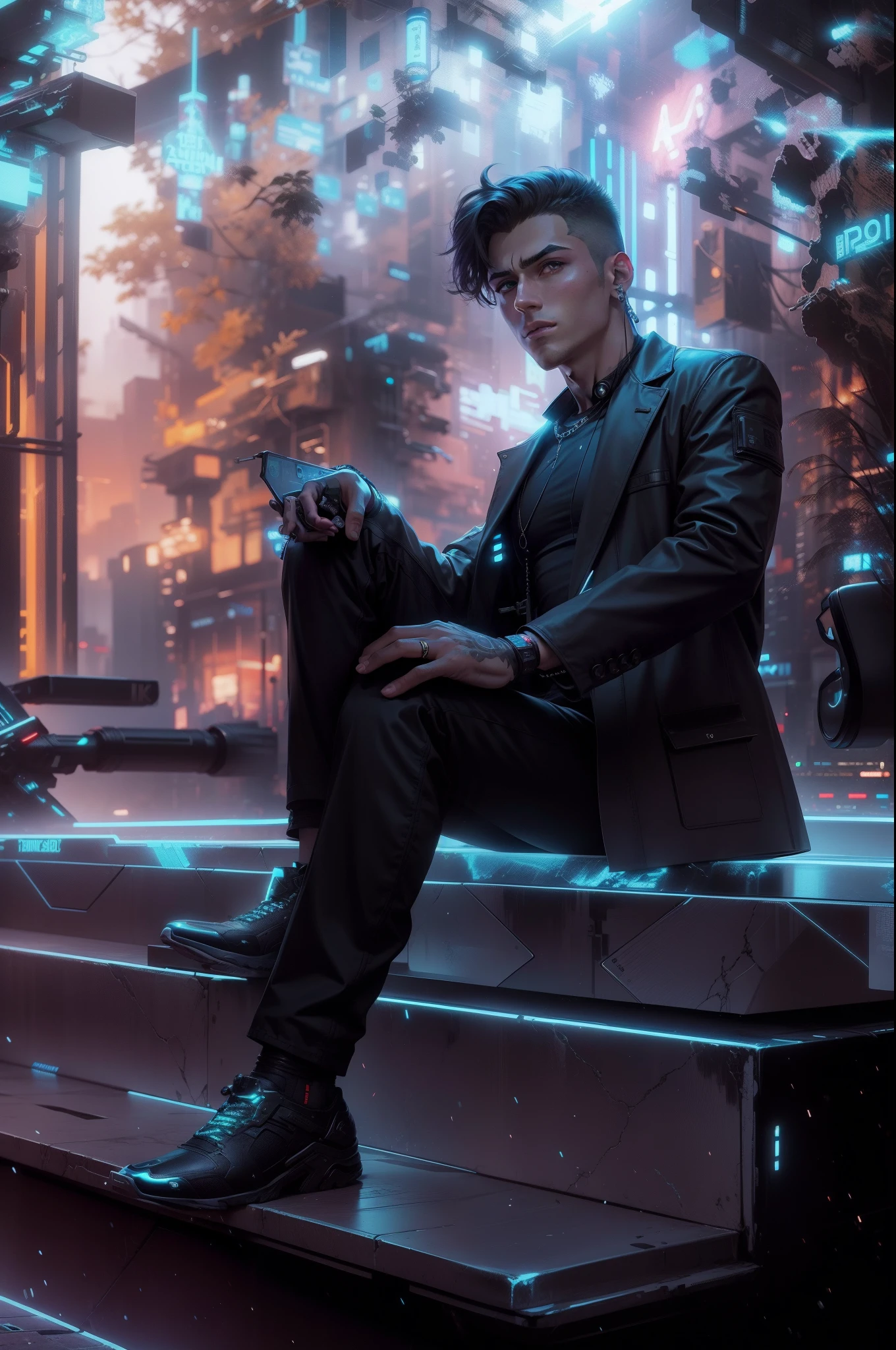 Change background, , cyberpunk ,handsome boy , hot boy , realistic face, 8k , ultra hd,