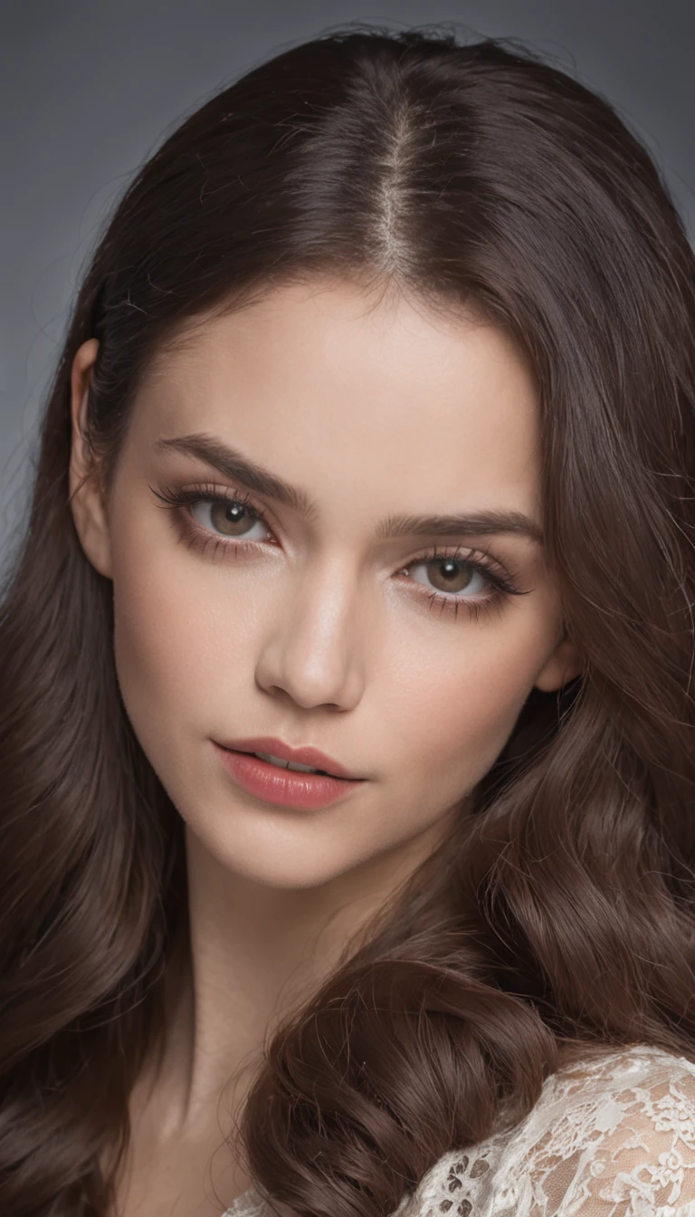 Crie um retrato sensual da Ruby Sedutora com seus cabelos ruivos deslumbrantes, snow-white skin and charming glasses. Ela deve estar em um ambiente sedutor, with soft lighting that enhances your beauty and confidence.