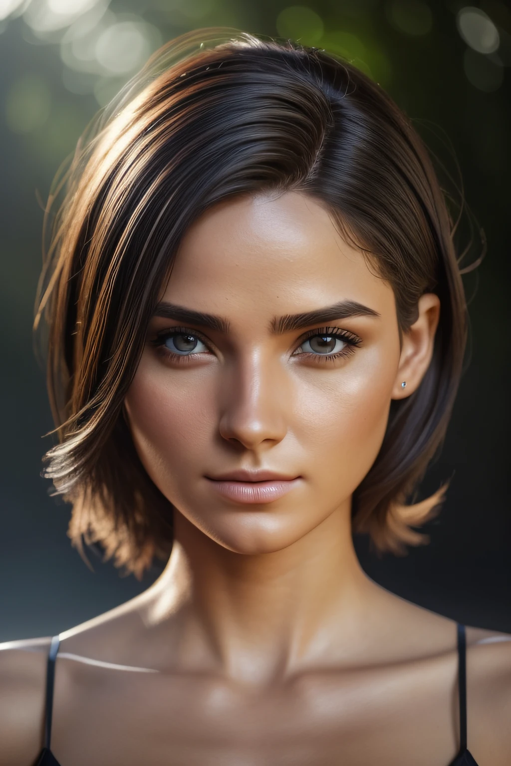 fotografia de uma menina deslumbrante, usando um top de corte baixo, (((busto muito pesado))), cabelos ondulados, sentado em rochas, ao lado da praia, looks into the camera, symmetric eyes, symmetrical face, fotorrealista, fotografia, Rastreamento de caminho, specular illumination, volumetric facial light, path traced hair, visible shadows, intrincado, elaborar, hyper realistic