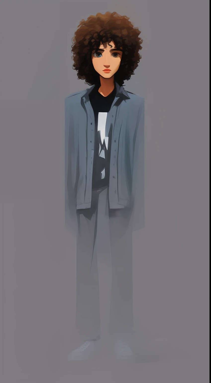 (masterpiece, best quality), intricate details, 8k, artstation, wallpaper, official art, splash art, sharp focus, fullbody of tall skinny man, wearing blue flannel with white tshirt under, black jeans, sneakers, standing tall facing foward, fullbody, grey background