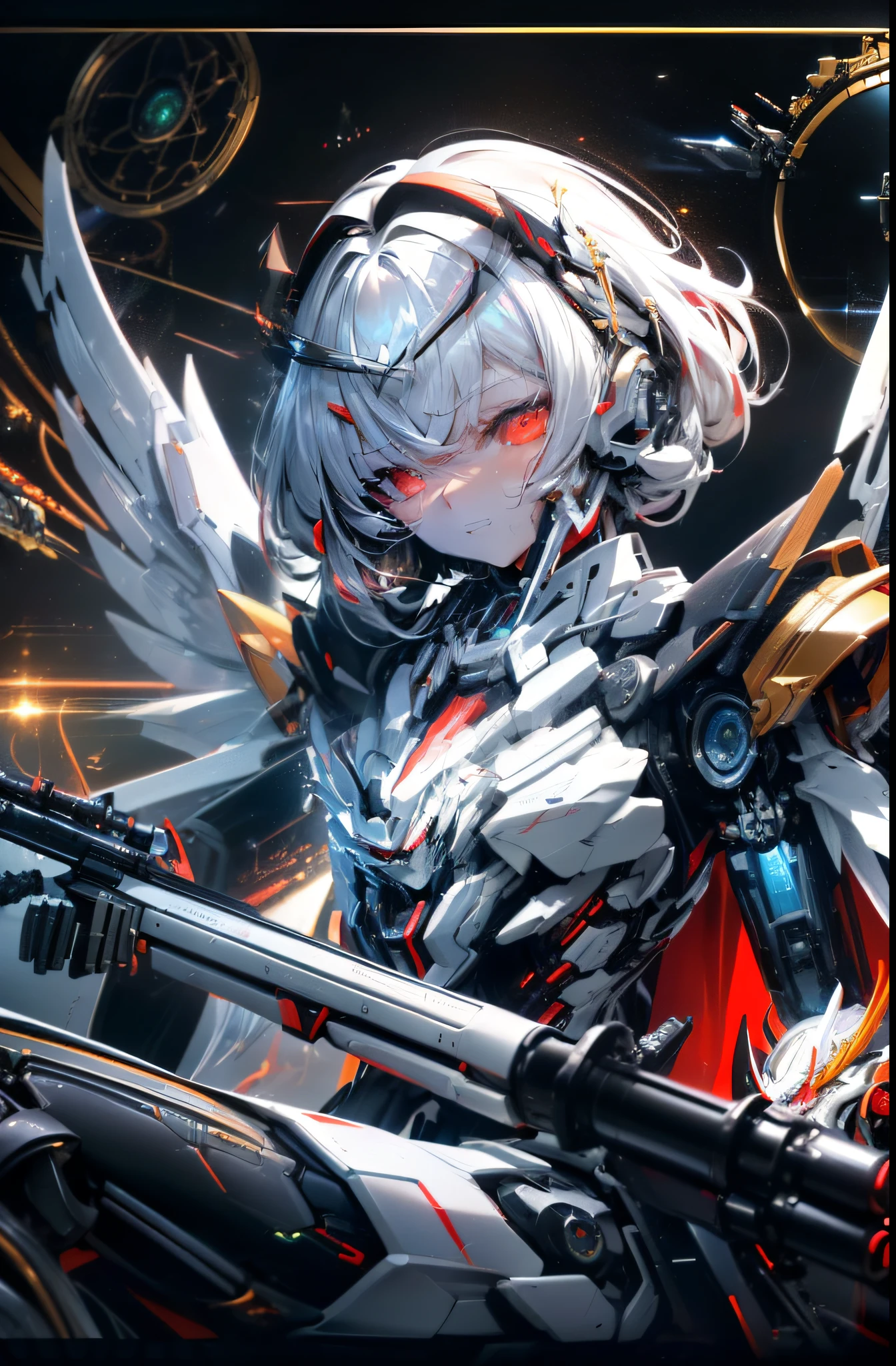 masterpiece、Near future、super elaborate、top-quality、ultra-detailliert、very detailed illustration、ighly detailed、intricate-detail、hight resolution、super complex details、Highly detailed 8k CG wallpapers、Caustics、Reflectors、Ray traching、Energy Rifle((Preferred model(sniper rifles)(High Magnification Scope))Mechanical Rifle、Electronic components、Electronic components、Electromagnetic cannon、railgun、Super heavy mechanical sniper rifle、)、(detailed color(Black_1.3)(white_1.2)(reddish_1.1))、(More information about a person、(femele、grinning evily、red eyes、hairstyle on(Longhaire、Color Theme、(blanche_1.5)、(blanche_1.3))、(android、humanoide、Mechanical Doll、(Electronic components、RoboArm、Mechanical parts、mechanical wings、Energy Wing、mechanical leg、Energy Cell、Robot Joint、complex mechanical component(Electronic components、)、)))、(Detailed background、(Near Future City、natta、mid air、)、theme(golden colored_1.3)(Black_1.1))masterpiece、Near future、super elaborate、top-quality、ultra-detailliert、very detailed illustration、ighly detailed、intricate-detail、hight resolution、super complex details、Highly detailed 8k CG wallpapers、Caustics、Reflectors、Ray traching、 Face sitting
Waiting to start