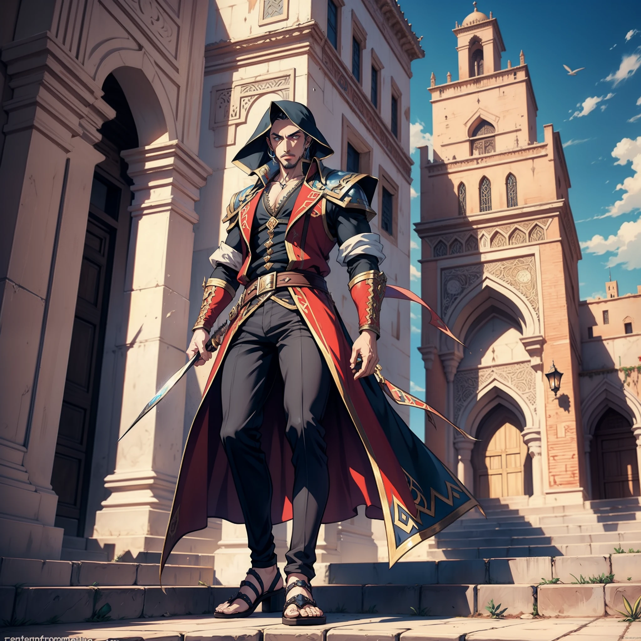 Castlevania Shadow Lord hyper realistic Moroccan style Super detailed in Moroccan city