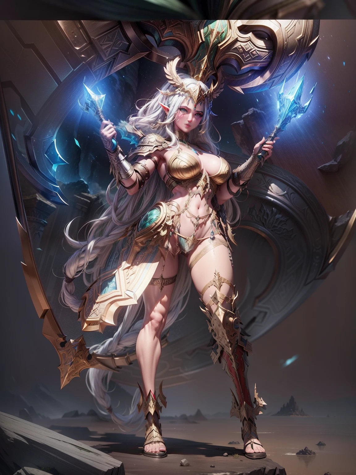 Asgard, valkyrie,Senhora Cavaleiro,Anatomia correta,epic fantasy digital art,tmasterpiece,8k,high-definition resolution,desenho detalhado,Qulidade Superior,, Epic composition,