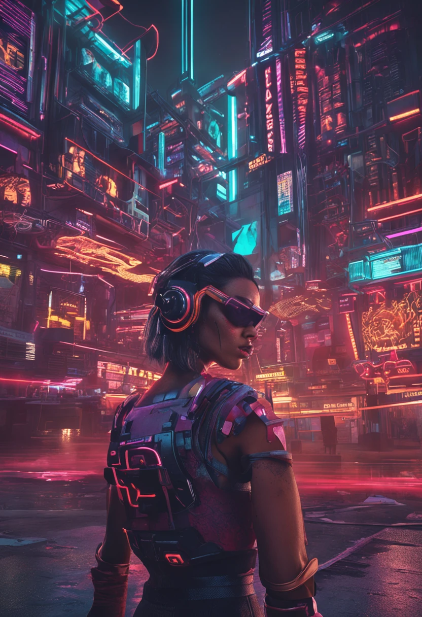 senhora cyberpunk futurista