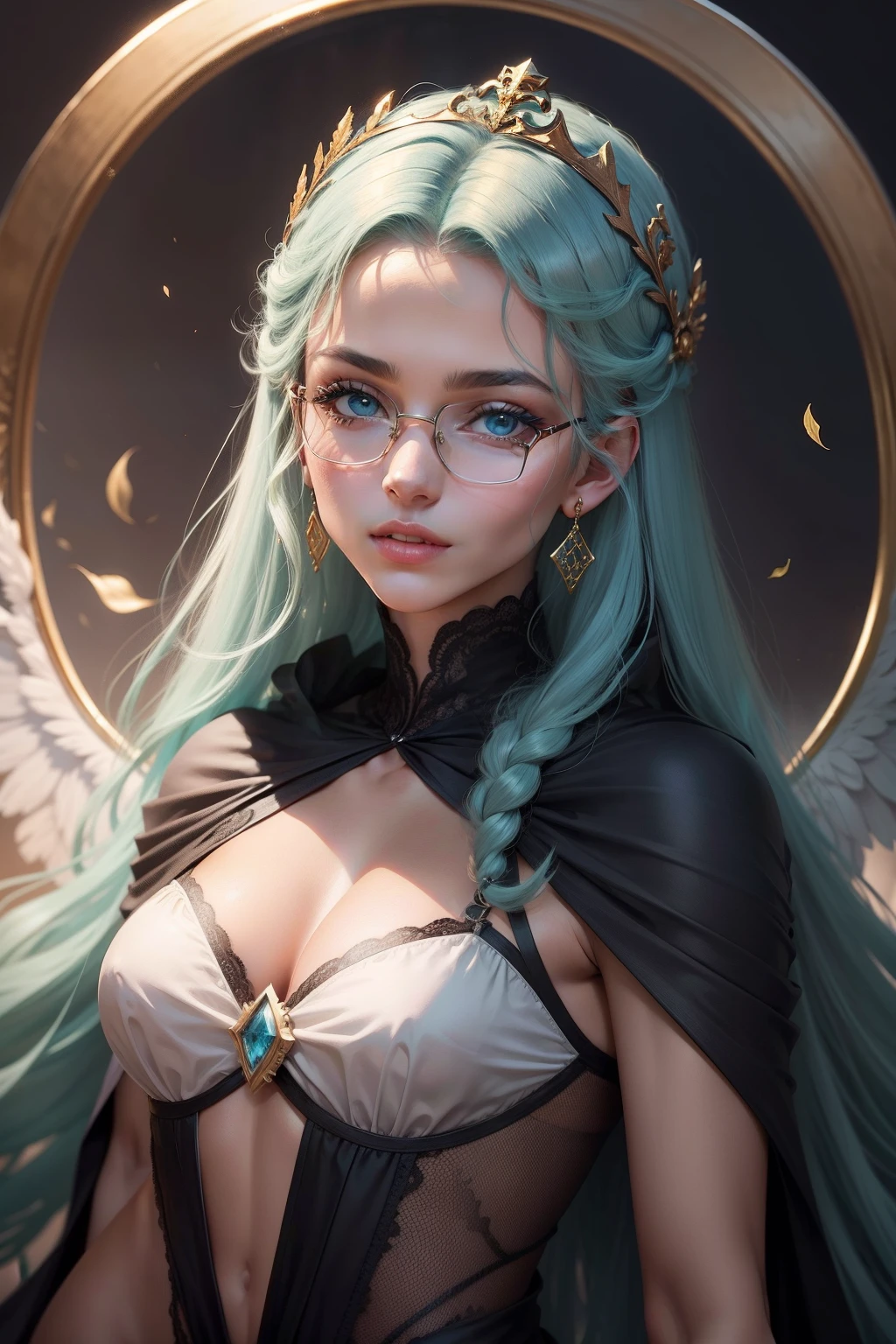Jocelyn Airem- The Middle Sister, He was a peaceful figure who always sought to maintain harmony between his two sisters. Com uma altura elegante de 1,75 cm, seus olhos eram de um azul claro brilhante, highlighted by square glasses with wings at the corners. Seus cabelos eram longos, smooth and up to the waist, com uma mistura intrigante de tons de laranja e preto. Suas sobrancelhas eram bem definidas, framing a face of soft features. Her lips were beautiful and her ears, pequenas e delicadas. Wearing a crown adorned with green stones and a golden bow tying her voluminous hair, Jocelyn exibia uma aura de nobreza discreta. Seus seios medianos e a cicatriz no ombro, A reminder of his youth, they added a hint of mystery to his appearance.