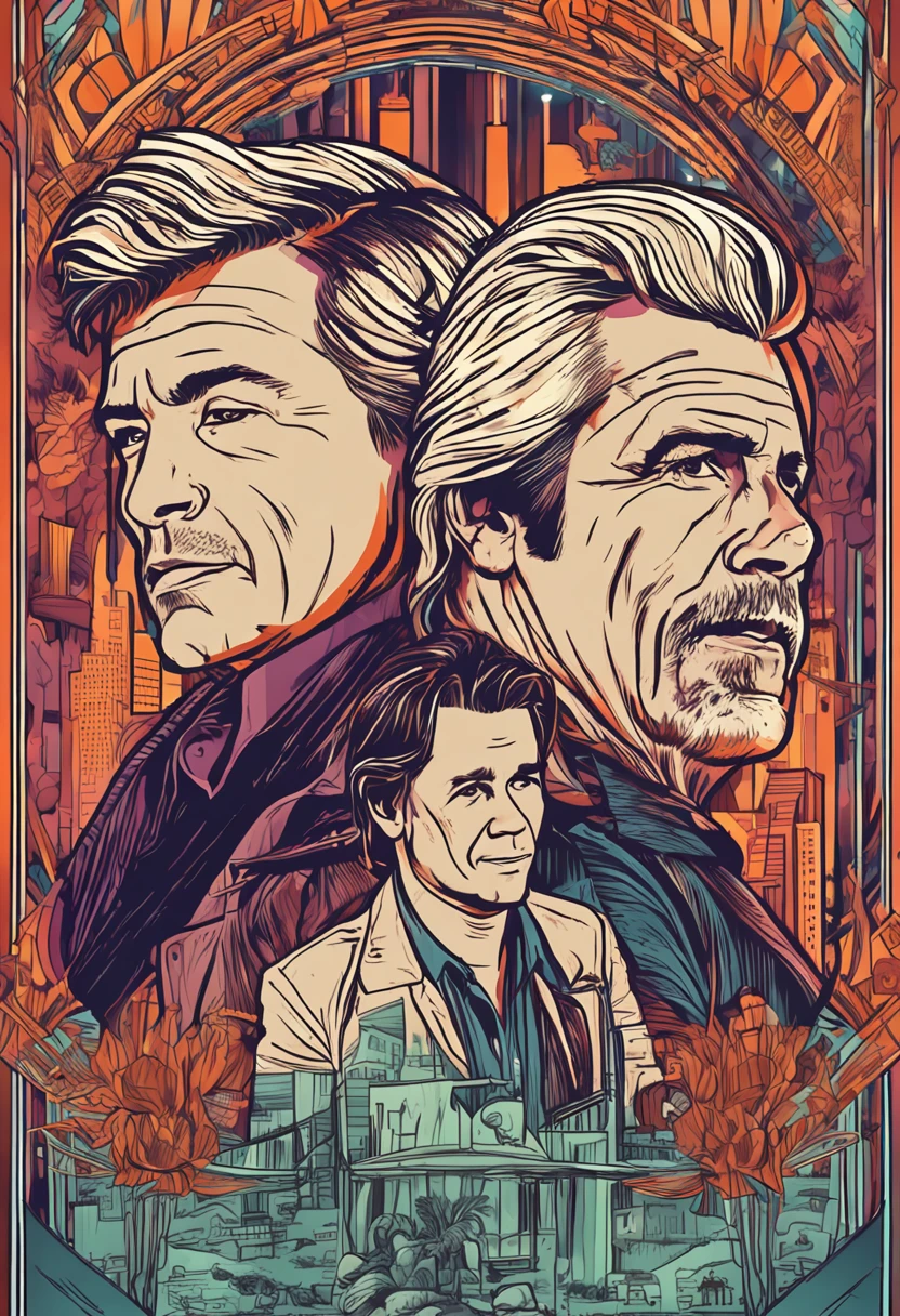 poster of modern talking, line art style