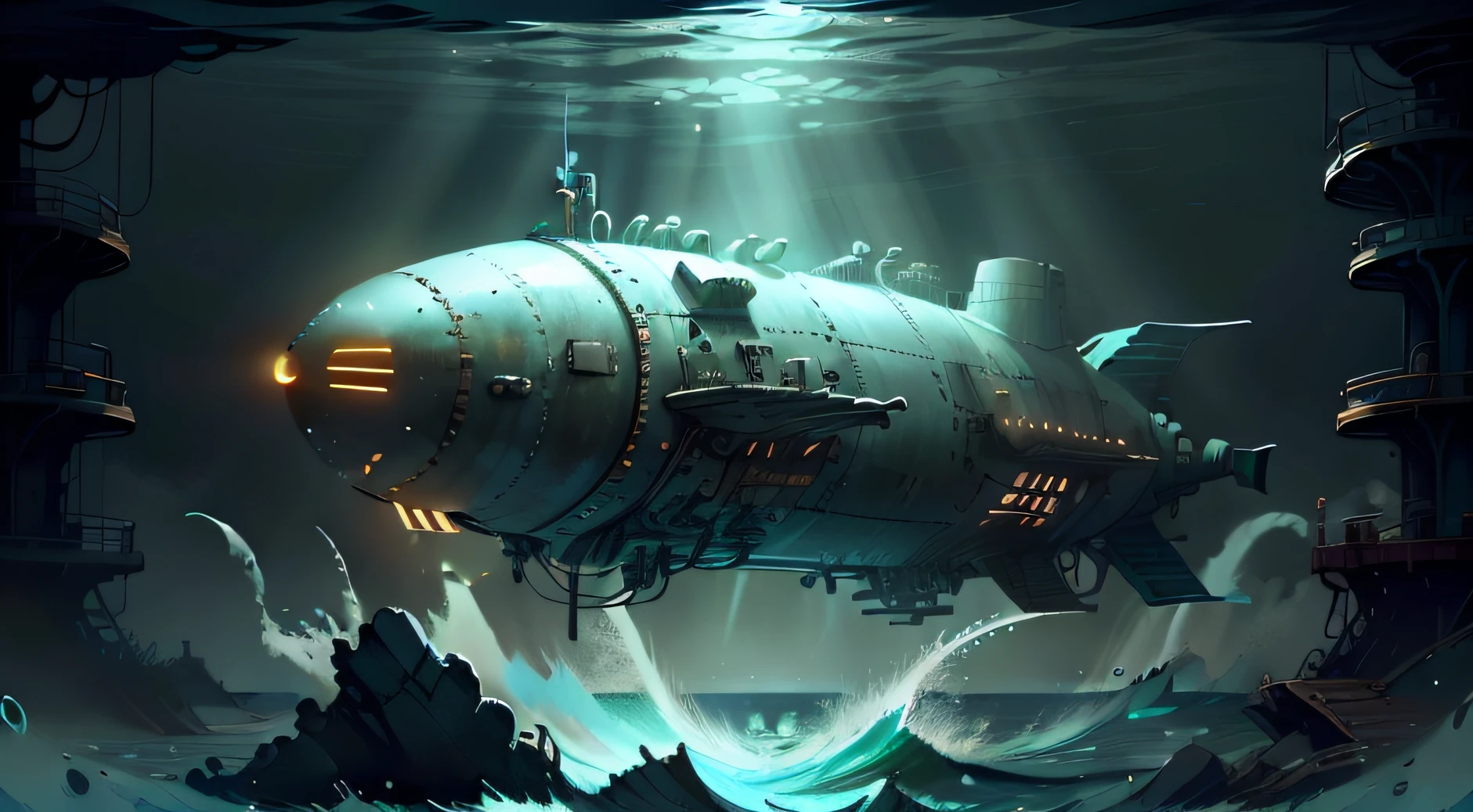 submarine,ocean floor,Mare,murky,There are no buildings