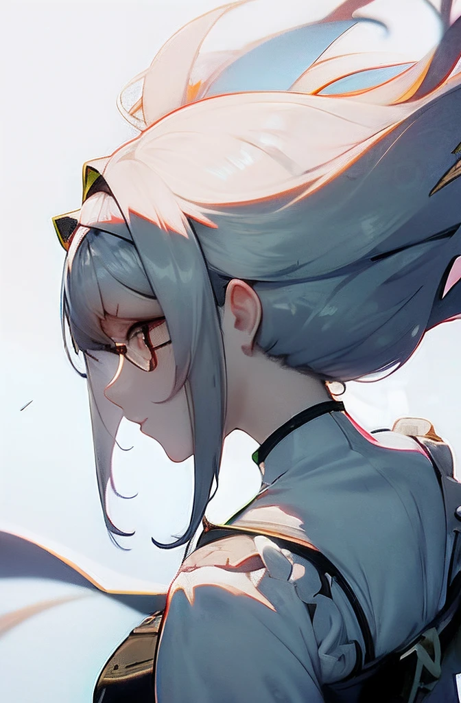 Anime girl with long hair and glasses looking at something, arte de anime digital detalhada, Artgerm e Atey Ghailan, Melhor Anime 4K Konachan Wallpaper, Guweiz em ArtStation Pixiv, Guweiz em Pixiv ArtStation, trending on artstation pixiv, Arte no estilo de Guweiz, ****** com cabelo branco